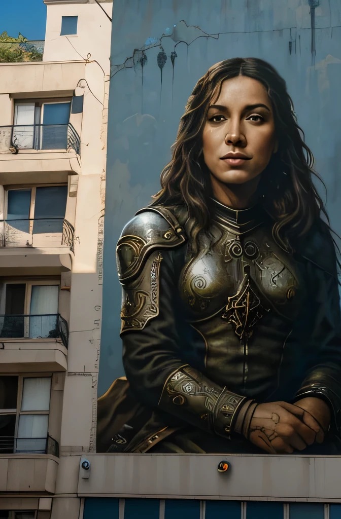 une peinture d'un homme et d'a dog on the side of'un immeuble, graffiti art by Pierre Toutain-Dorbec, behance, art informel, Thomas Alen Kopera, Art mural, fresque art nouveau