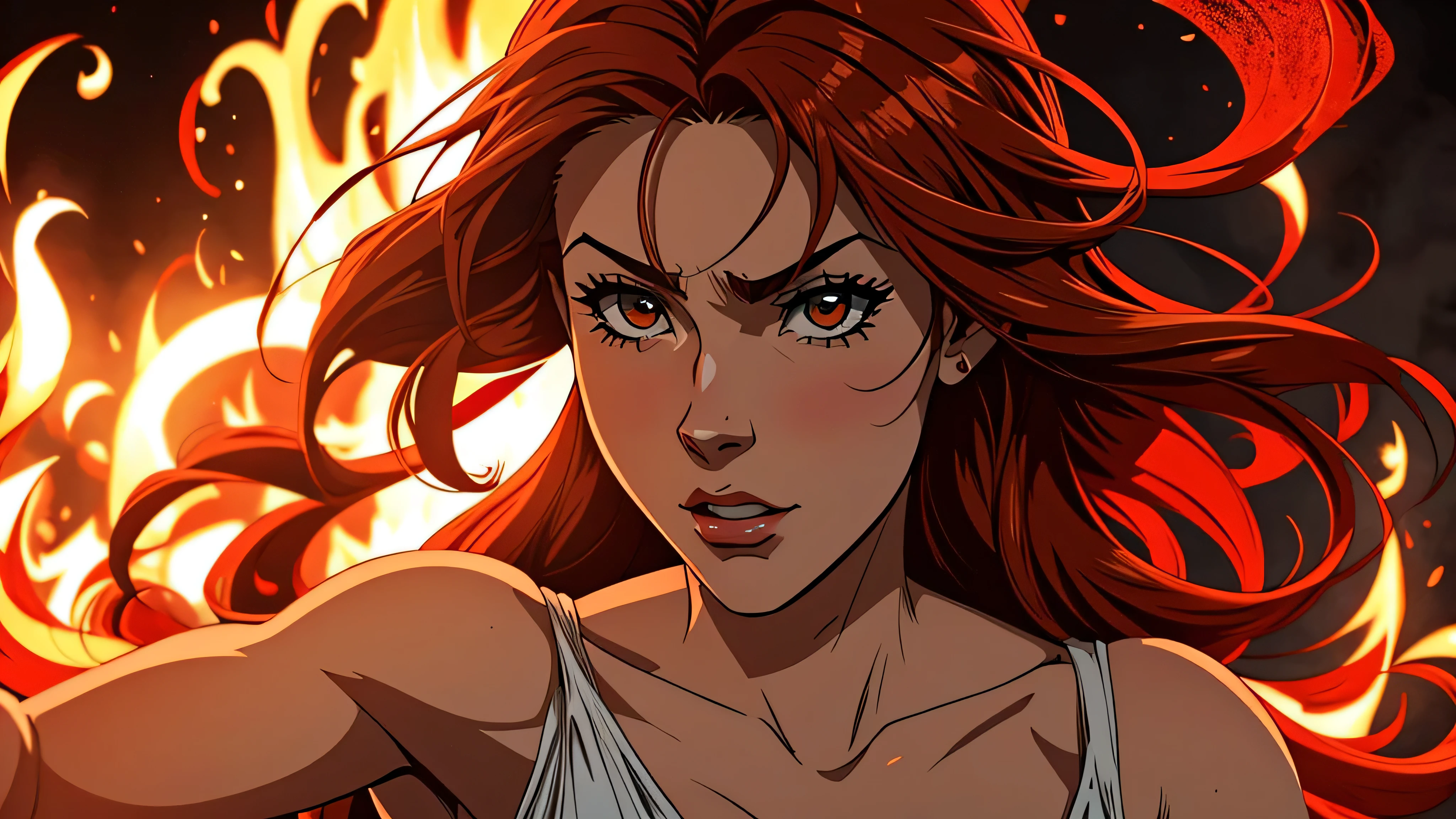 1 garoto de anime, 18 anos de idade, obra de arte, melhor qualidade, ultra-detalhado,1 ,red lighting, fogo, envolto em fogo por todo o corpo, fundo vermelho, branco hair branco