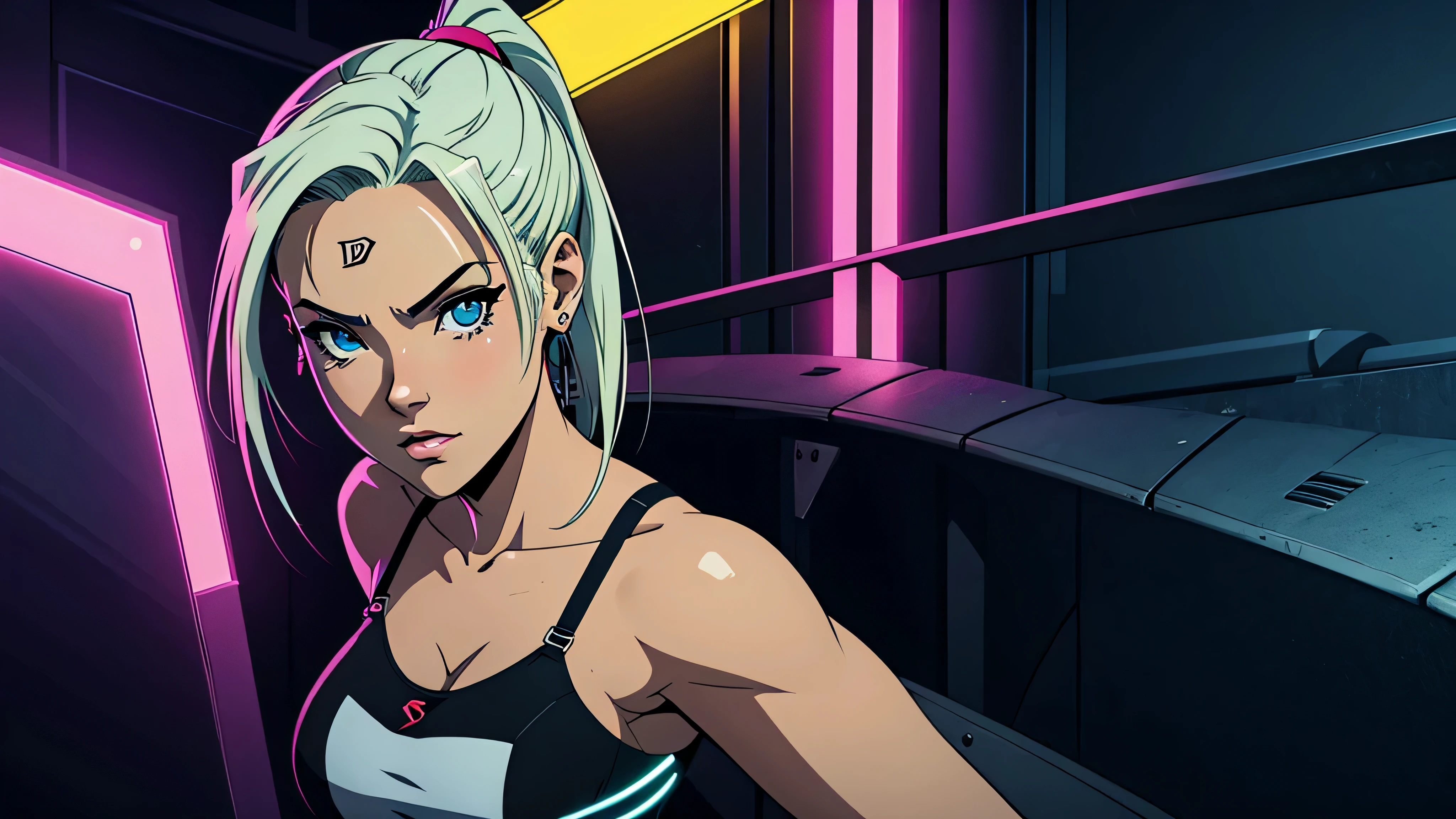 realista, ultra detalhado, 1 garota de anime, 18 anos de idade, Ino Yamanaka, feminina, linda, cenario fundo preto, Neon