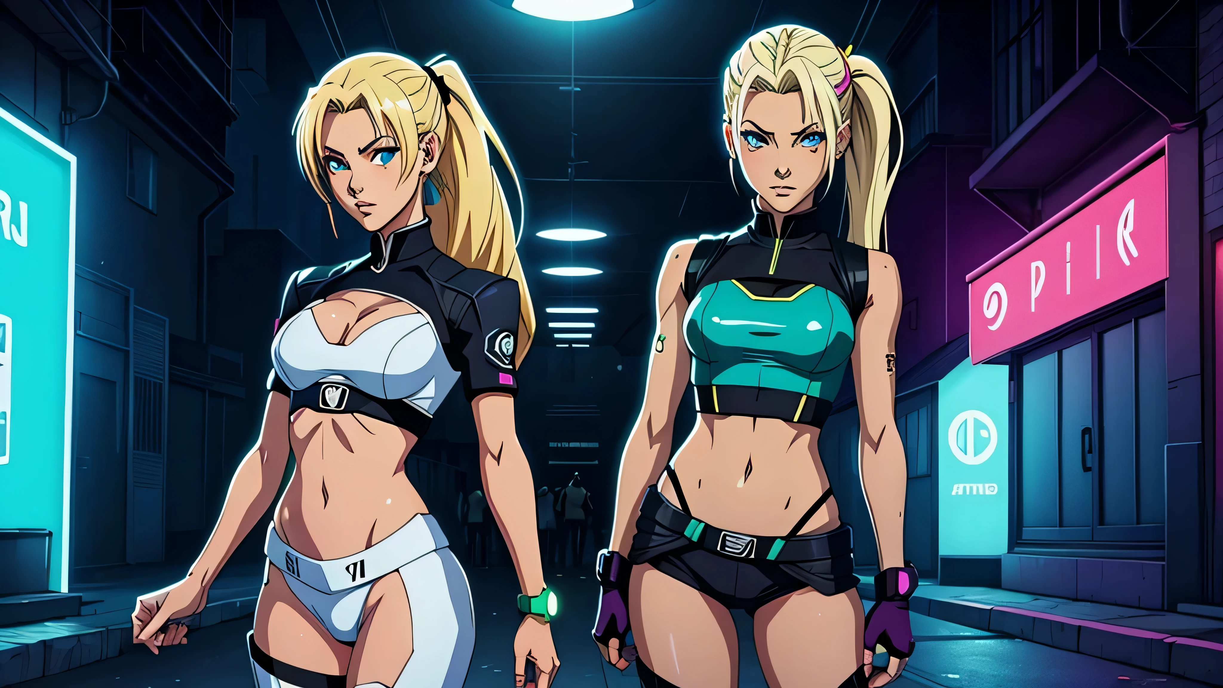 realista, ultra detalhado, 1 garota de anime, 18 anos de idade, Ino Yamanaka, feminina, linda, cenario fundo preto, Neon