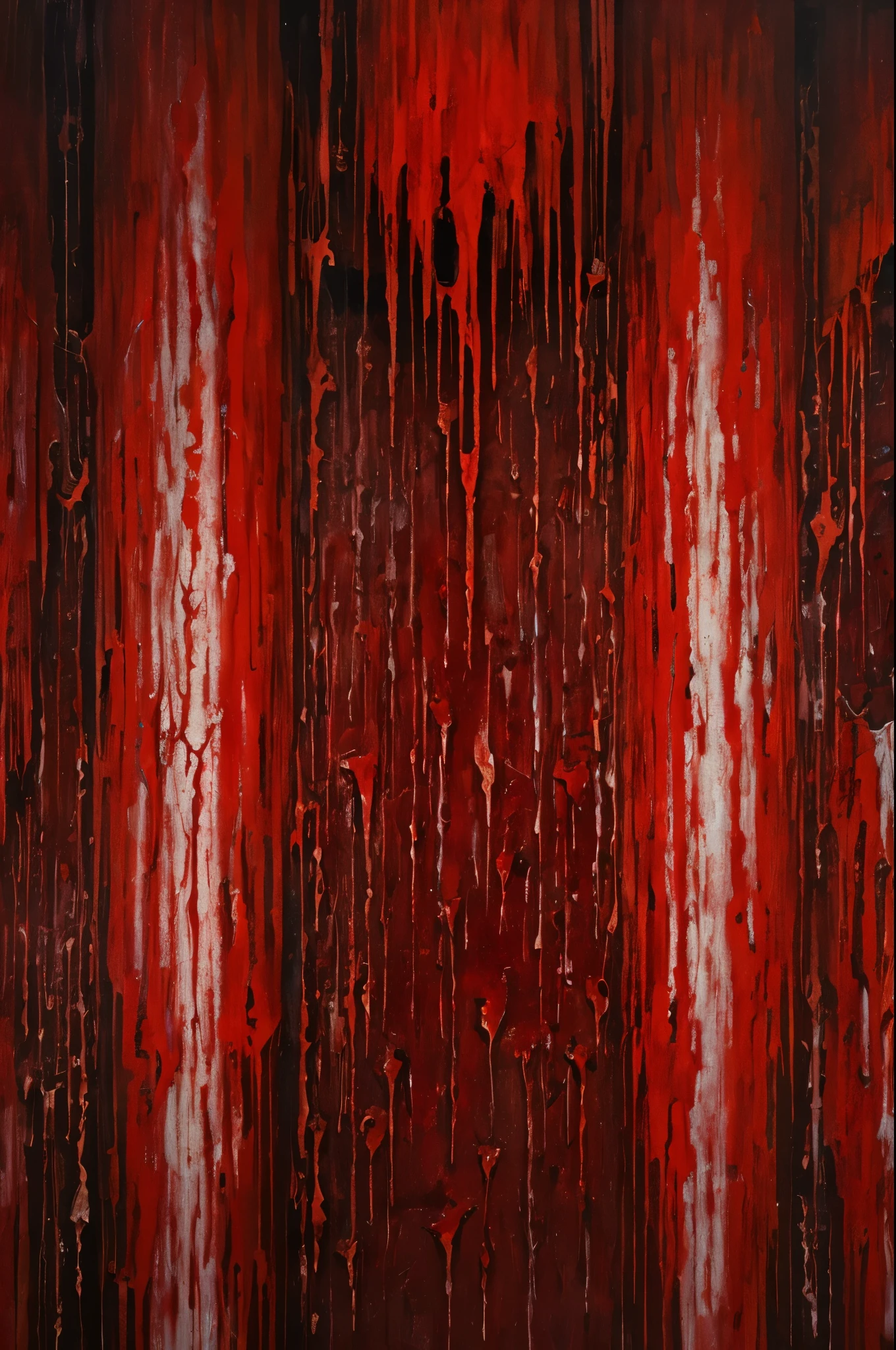 background: bloody wall of flesh with veins, black mold, rottenness, symmetry. oil painting.