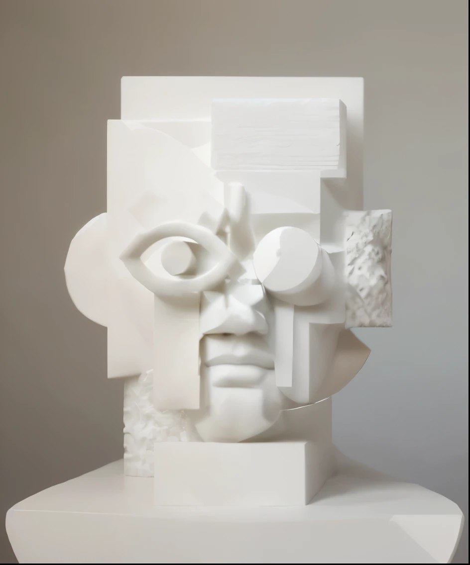 white sculpture of a man, inspired by Bauhaus