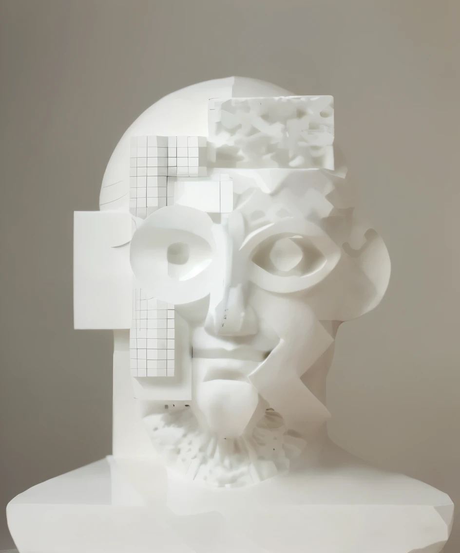 white sculpture of a man, inspired by Bauhaus