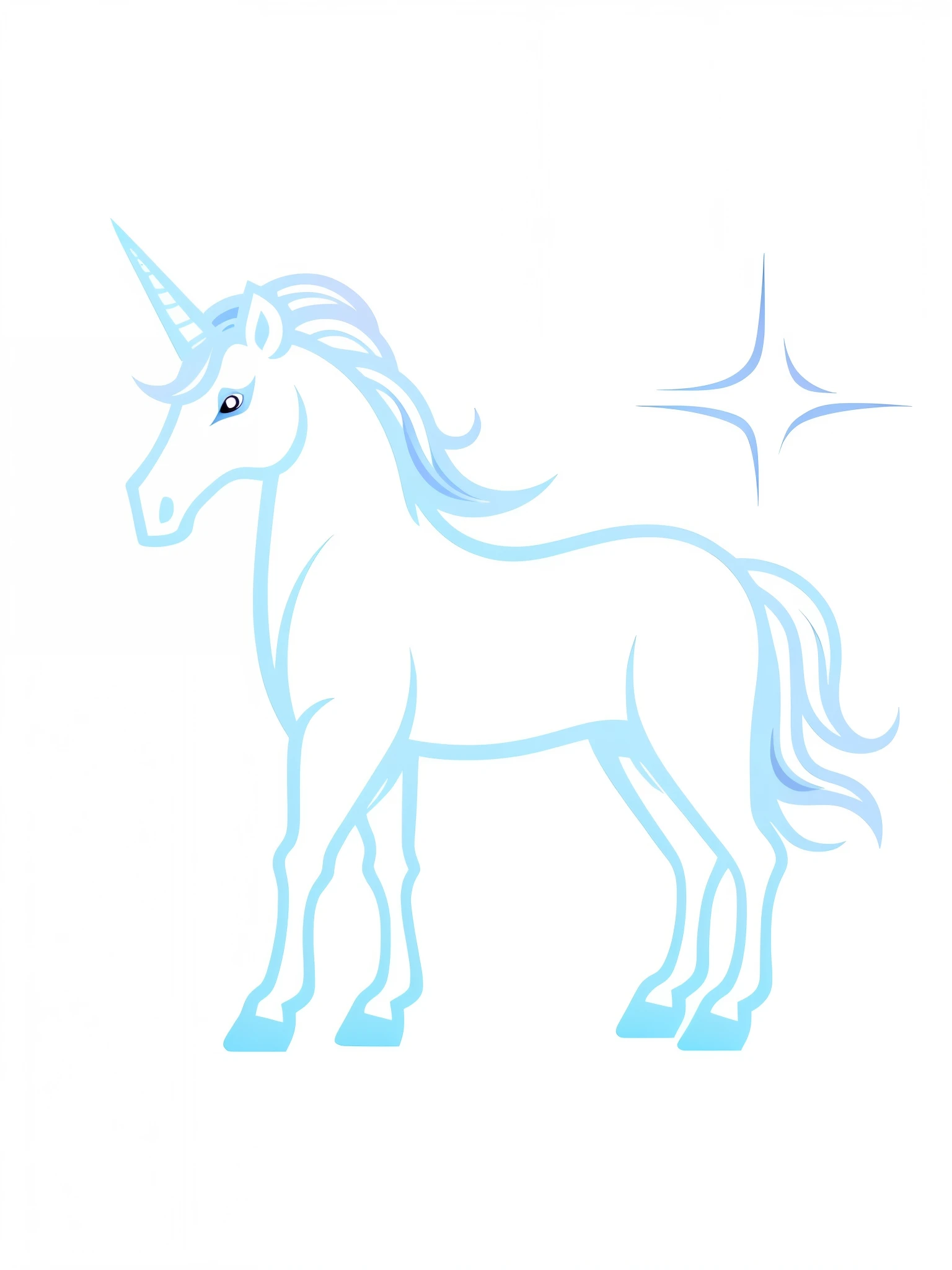 a close up of a unicorn with a long mane and a horn, a unicorn, unicorn, white unicorn, unicorn from the tusk movie, unicorns, hd illustration, mythical creature, mythical whimsical creatures, line art illustration, a mythical creature, vector line - art style, bold line art, simple illustration, best on adobe stock
