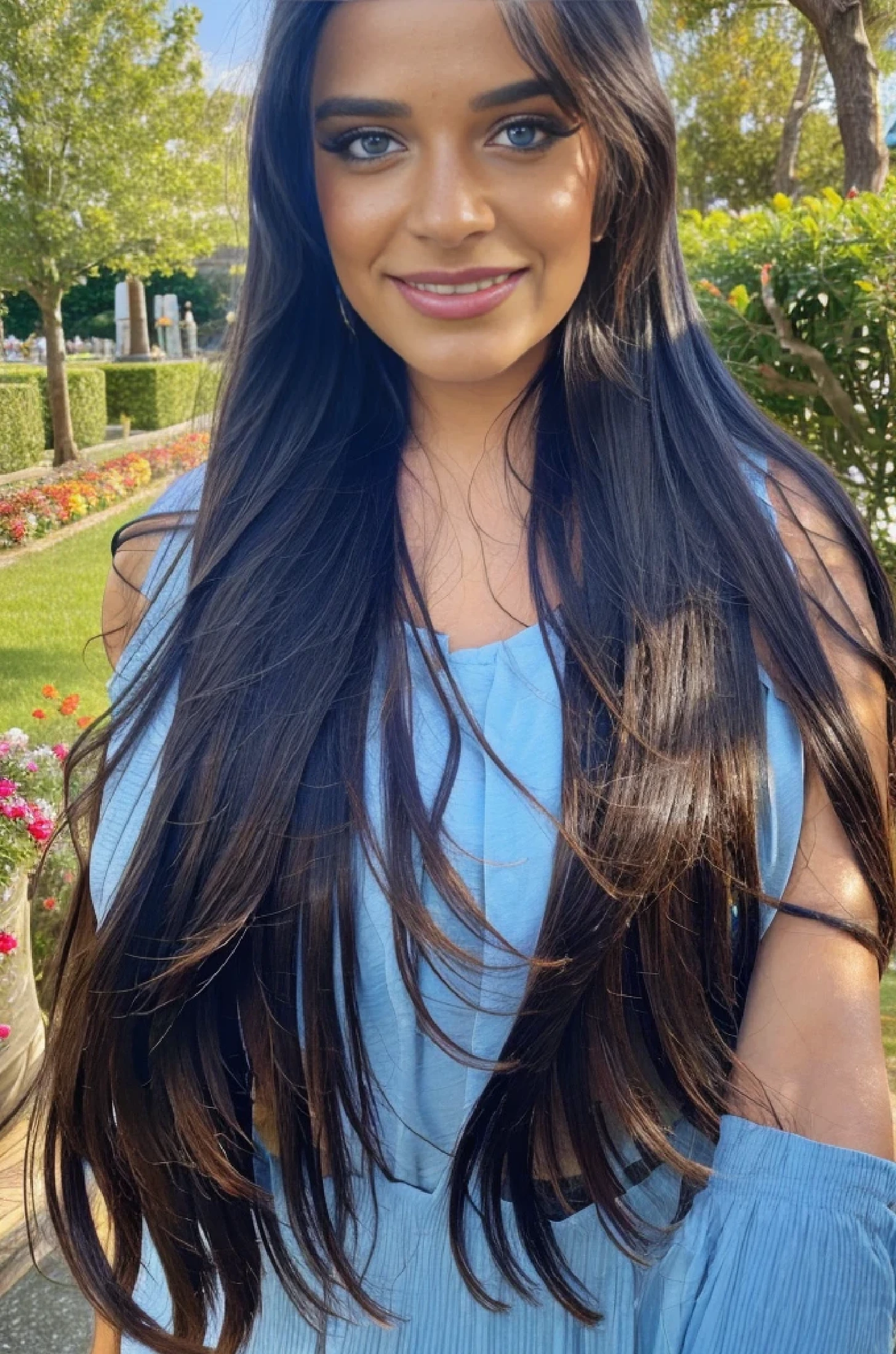 (best quality,4k,8k,highres,masterpiece:1.2),ultra-detailed,(realistic,photorealistic,photo-realistic:1.37),,vivid colors,sharp focus,professional,portrait,beautiful girl,captivating eyes,long flowing hair,delicate features,soft smile,detailed clothing,peaceful garden,flowers in full bloom,sunlight streaming through the trees,serene atmosphere,colorful palette,subtle lighting