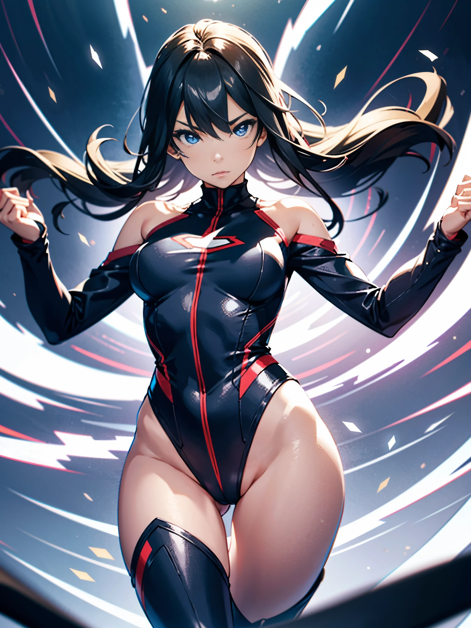 1girl, solo focus, superhero, leotard, highleg leotard, bare legs, boots, mature lady, spinning her body in rapid speed like a tornado, wind swirls, rapid gyration, tornado spinning girl, tornado spin, turning to a whirlwind, ultra highres, absurdres, beautiful face, detailed eyes, symmetric eyes