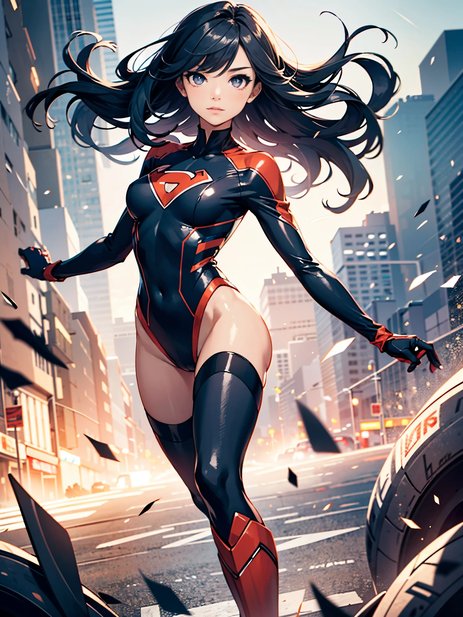 1girl, solo focus, superhero, leotard, highleg leotard, bare legs, boots, mature lady, spinning her body in rapid speed like a tornado, wind swirls, rapid gyration, tornado spinning girl, tornado spin, turning to a whirlwind, ultra highres, absurdres, beautiful face, detailed eyes, symmetric eyes