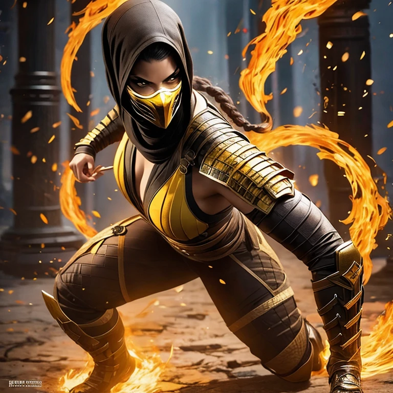 female version of Mortal Kombat's iconic character - Scorpion