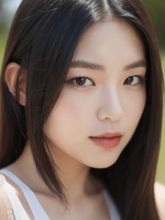 (realistic、masterpiece、Best Quality、8K、highres、high resolution:1.3)、1 girl、Gigantic breasts、white bikini、looking at viewers、super fine face and eyes、long hair、 upper body、