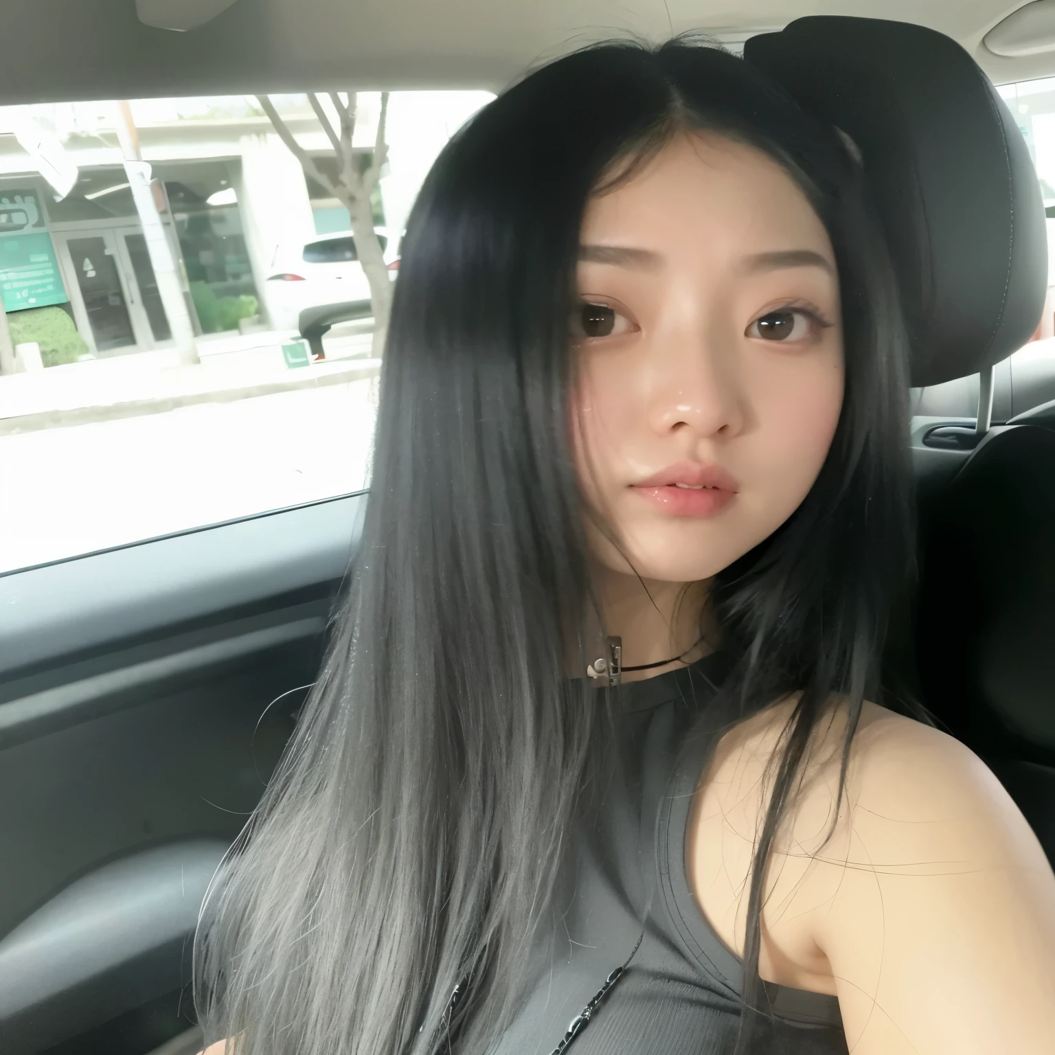 Mujer arafed con pelo largo y negro sentada en un coche., cruel korean gothic girl, jaeyeon nam, muchacha coreana, 22 years, 18 years, 21 years, jinyoung shin, heonhwa choe, hermosa mujer surcoreana, con cabello largo, ulzzang, 19 year old girl, Gongbi