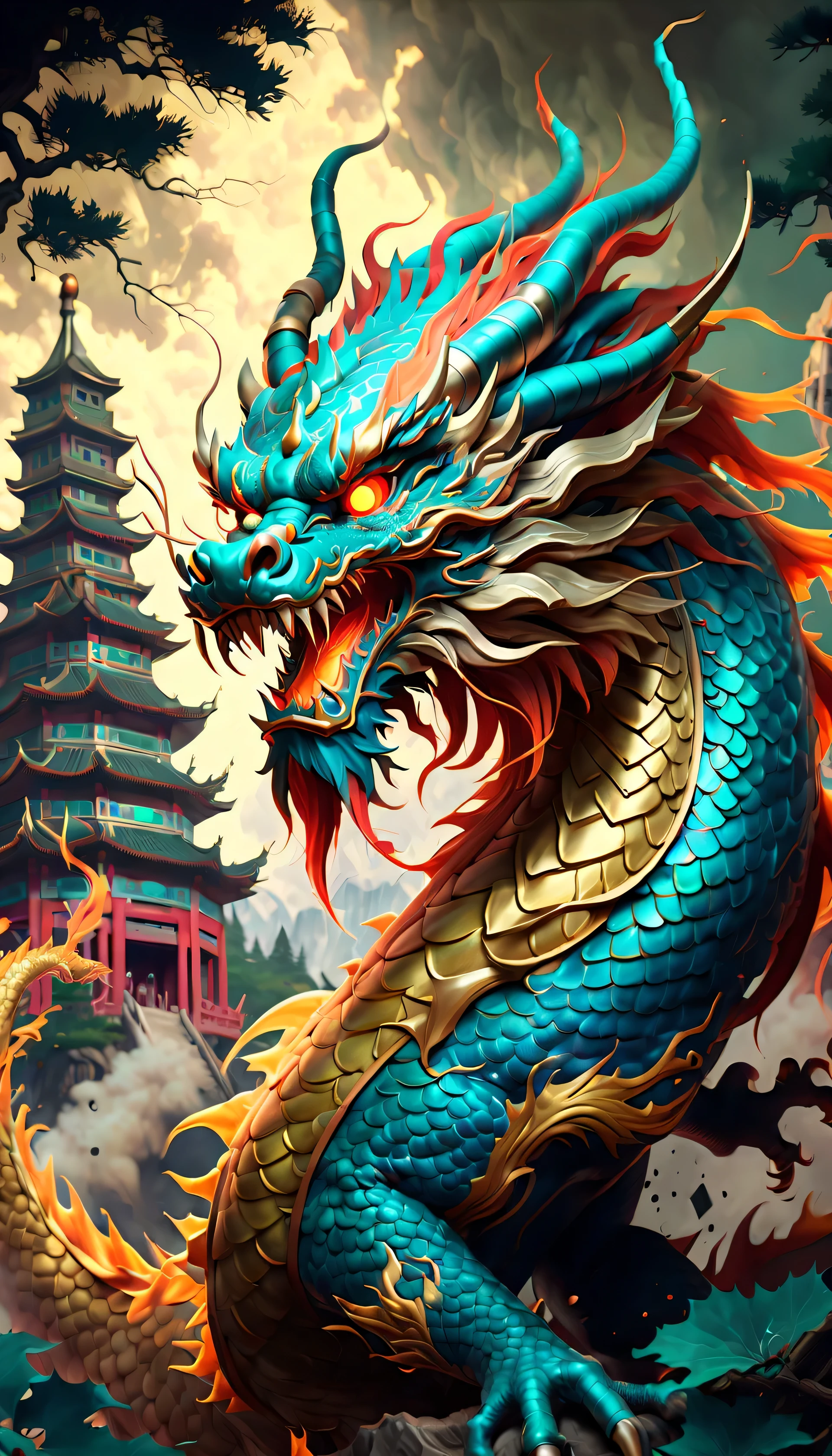 (((Visually appealing detailed instructions:1.4))), (((Chinese dragon depicting awe and magnificent details:1.3))), (((Radiosity rendered in stunning 32K resolution:1.3))), everything is in sharp focus, Unparalleled sharpness and sharpness, (((Radiosity rendered in stunning 32K resolution:1.3))), 最high quality, high quality, Imagine a visually striking illustration of a Chinese dragon, Creative cloud with neon brush strokes and a subtle matte finish. so beautiful、Unique and diverse drawing styles, Color Style: A perfect blend of steampunk and dark fantasy rich colors, beautiful shiny texture, A style that combines science fiction and dark fantasy, The essence of military weapons and future technology, Mesmerizing levels of complexity and precision, High-definition beauty at the pixel level, elaboration shading, Attention to the most intricate details. Elegant strokes with different touches and dynamics, Mysterious brushstrokes and matte finish, (((Great depiction with very detailed quality:1.3))), (((A breathtakingly beautiful masterpiece:1.3))), A breathtakingly beautiful masterpiece,