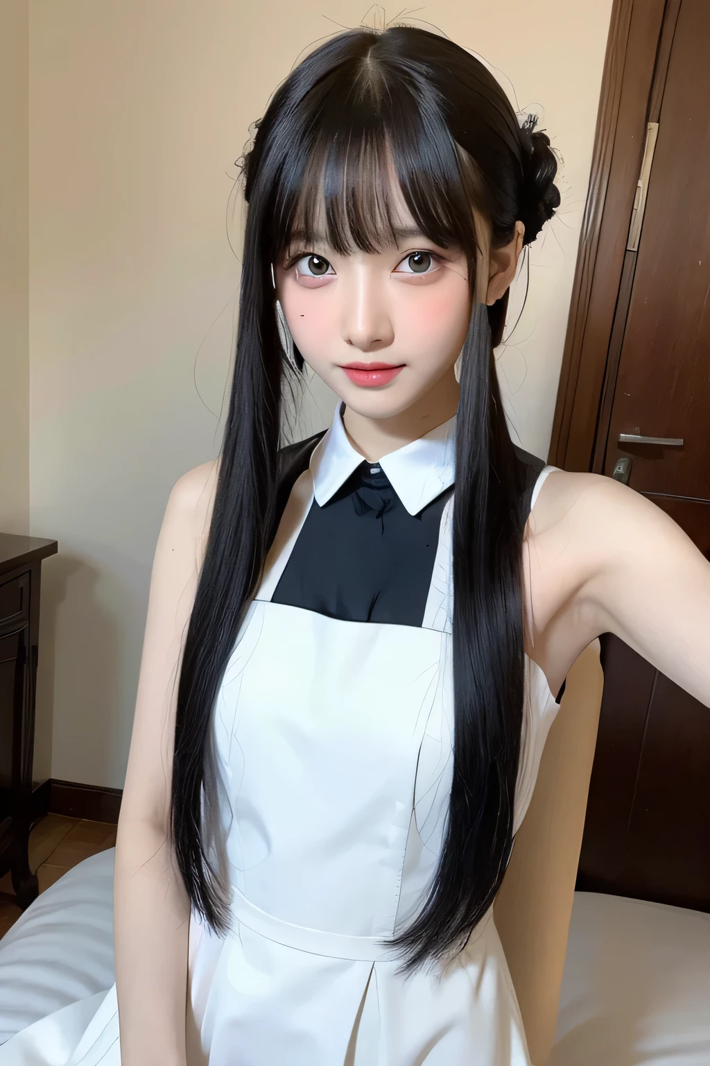 ((masutepiece)), ((Best Quality)), (Ultra-detailed), ((Extremely detailed)), 4K, (8K), Best Quality, (Beautiful), city, backstreet, Winters, Cute girl s, 1girl in, Solo, body suit、The costume, poneyTail, Beautiful black hair 0, ((Beautiful eyes)), large full breasts,