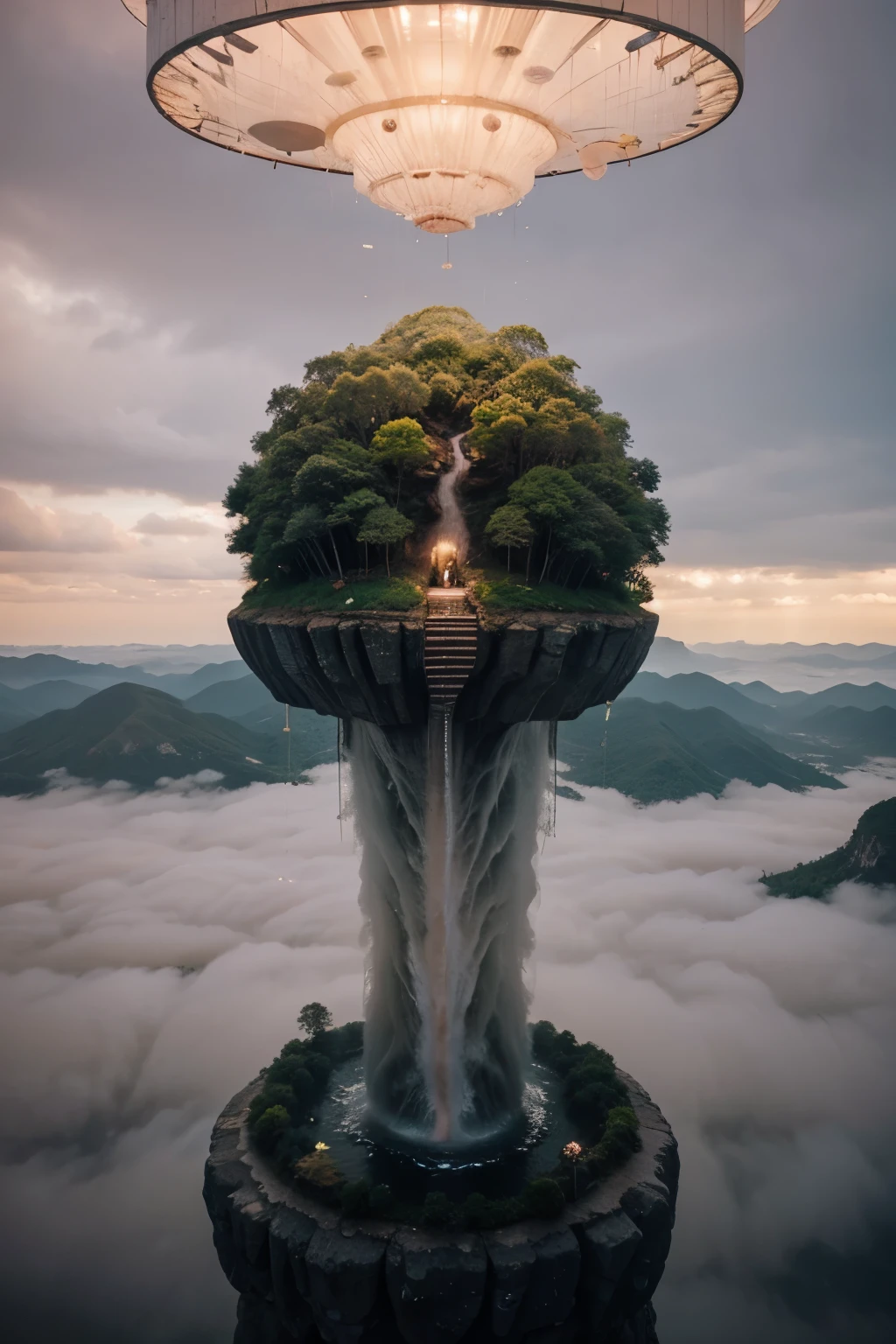 /imagine prompt: A surreal dreamscape with floating islands suspended in a pastel-colored sky, waterfalls flowing upwards into the clouds, and giant, floating jellyfish drifting lazily through the air, creating a sense of whimsy and magic, Paperwork, papercraft sculpture with LED lighting, --ar 16:9 --v 5
