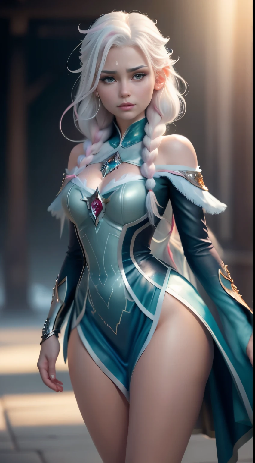 Elfgirl (Komi-san-Elsa frozen Disney mezclando modelos .) (ultra FUSION of white and pink hair) Highly detailed CG unity 8k wallpaper, style shot, complex, high detail, dramatic, highest quality movie still image, very detailed, masterpiece, best quality, character design, Elsa, Elsa from Frozen,Komi-san fusion (( Dark style)), realistic ultra-detailed rendering style, natural light, sharp character design, (hard focus, 8k), (((natural skin texture))), 8k textures, soft cinematic lighting, adobe lightroom, dark room, hdr, Sophisticated, Elegant, Rich Detail, Sharp Focuilm Look) )), Soothing Tones, Detail Frenzy, Intricate Detail, Super Detail, Low Contrast, Soft Film Lighting, Dull Colors, Exposure Blending, HDR, Fade, 35mm, f/1.4, ISO??, f16, 25 sec.
