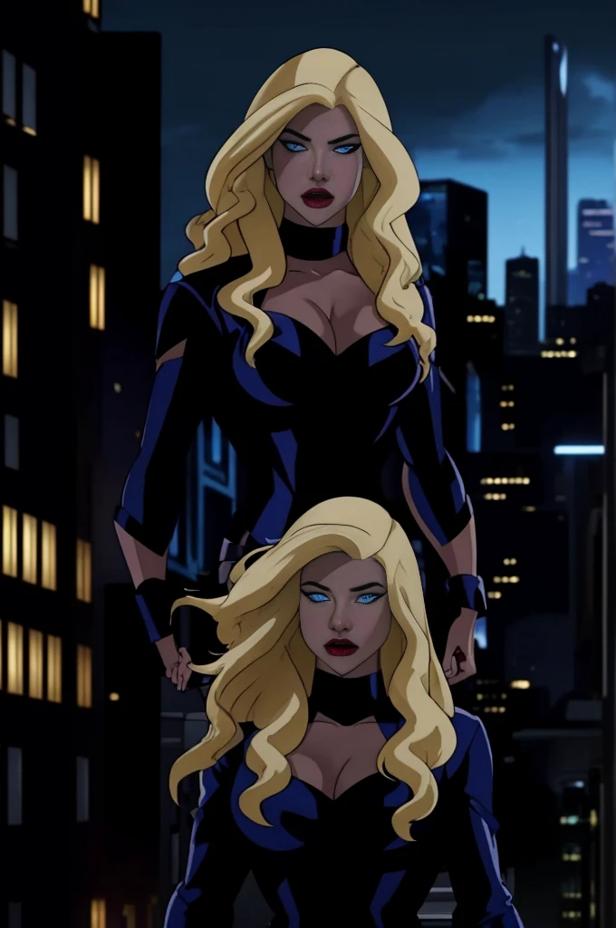 best quality,ultra-detailed,portraits,photorealistic,black canary,superhero,beautiful detailed eyes,beautiful detailed lips,long blonde hair,fit and athletic body,confident expression,strong and powerful pose,fighting in mid-air,city skyline in the background,vivid colors,high contrast lighting