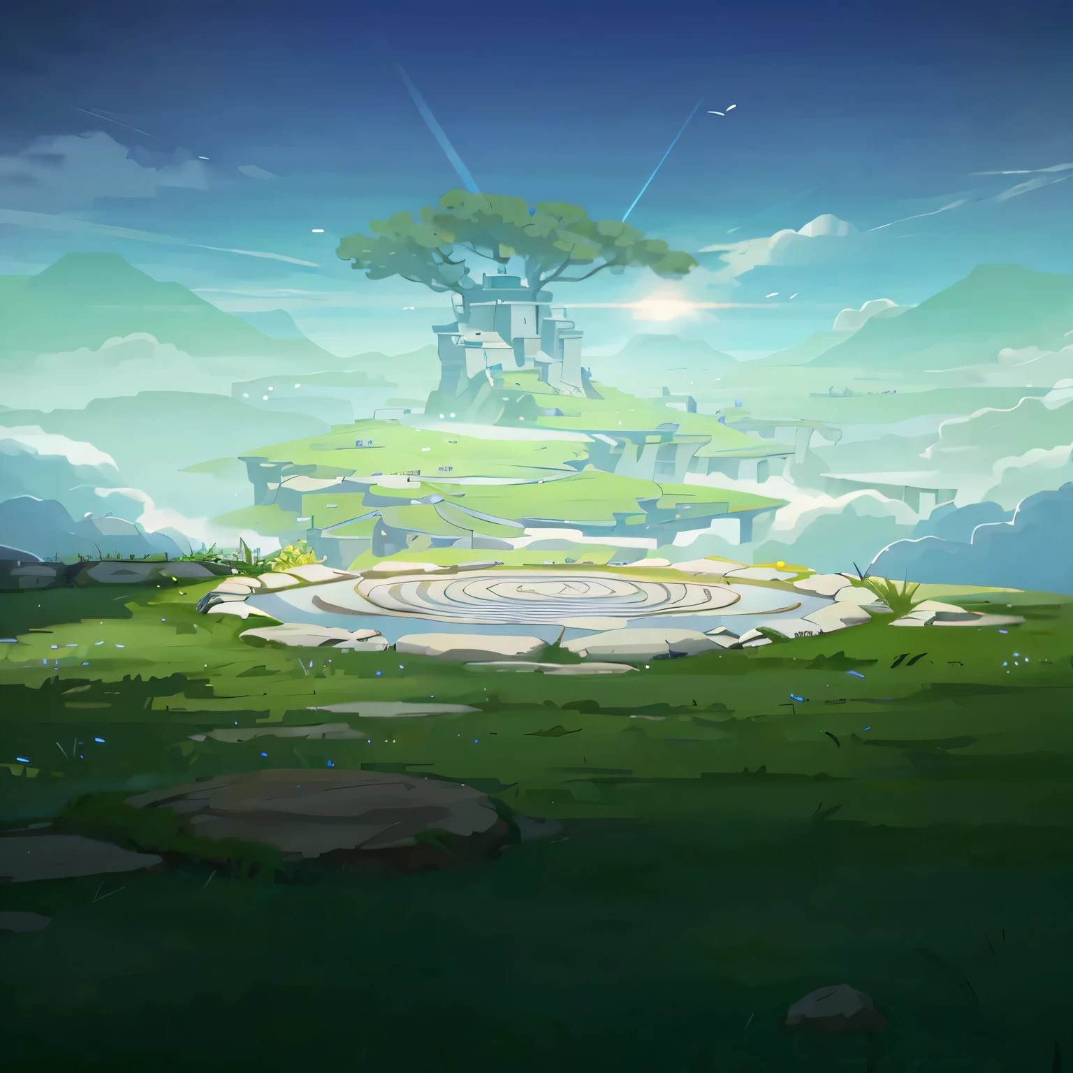 ancient China、spring、grassland、rock、sky sky、Baiyun、（revelation：1.0）、epic work、Realistic lighting、HD details、masterpiece、best quality，（Very detailed CG unified 8K wallpaper）