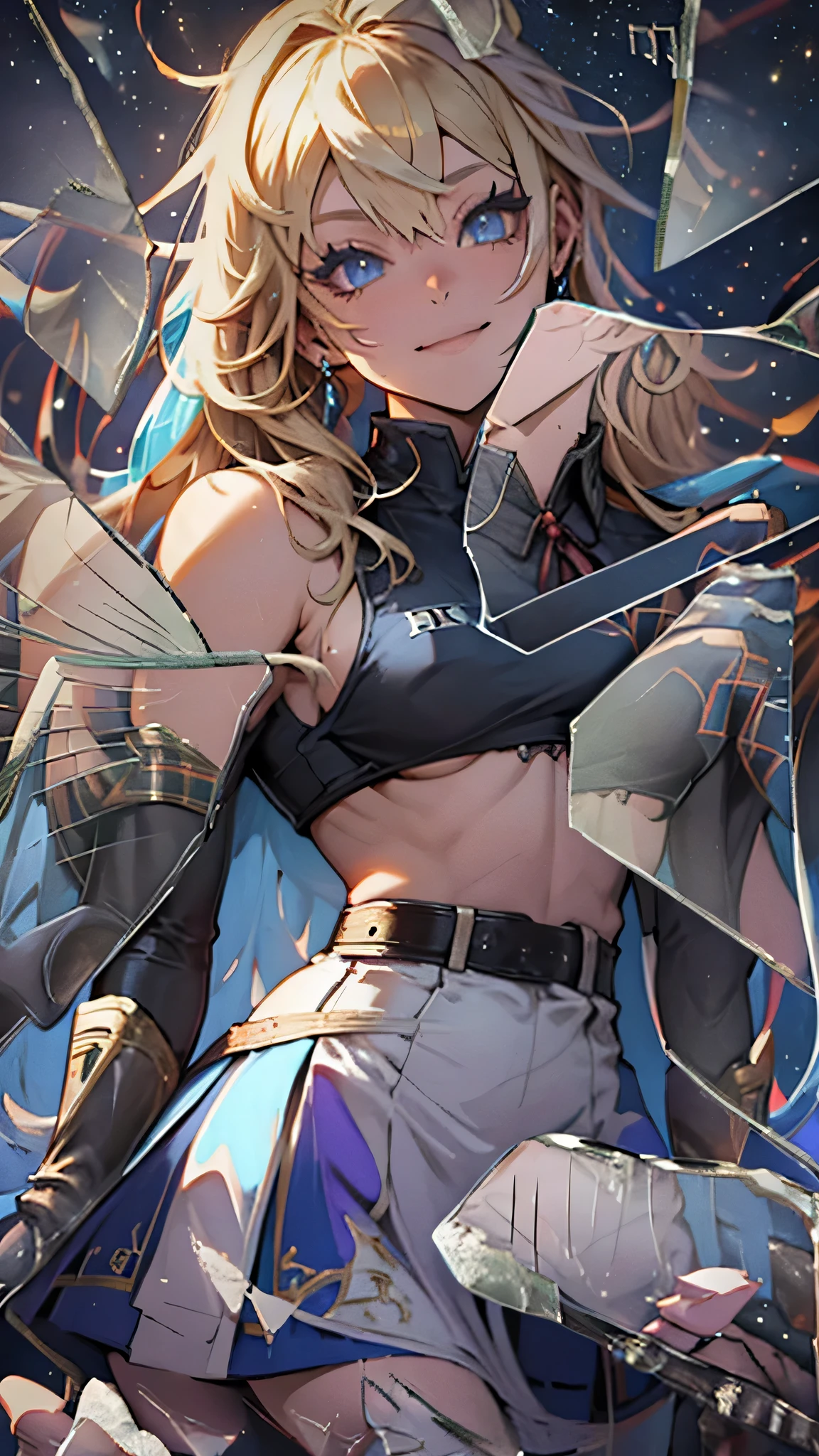 最high quality、best image quality、masterpiece、age girl((20-year-old、 By becoming、vest bust、medium bust,wide open breast tea、shining eyes, blonde hair、long hair、thin,highest valley、ponytail、bartender costume skirt、holding a wine bottle、smile、black gloves、chest holder、breastfeeding、leaning forward)),high quality、beautiful art、background((night bar))debris flies、Depth of written boundary、movie、visual art、perfect art、8k,genuine、
