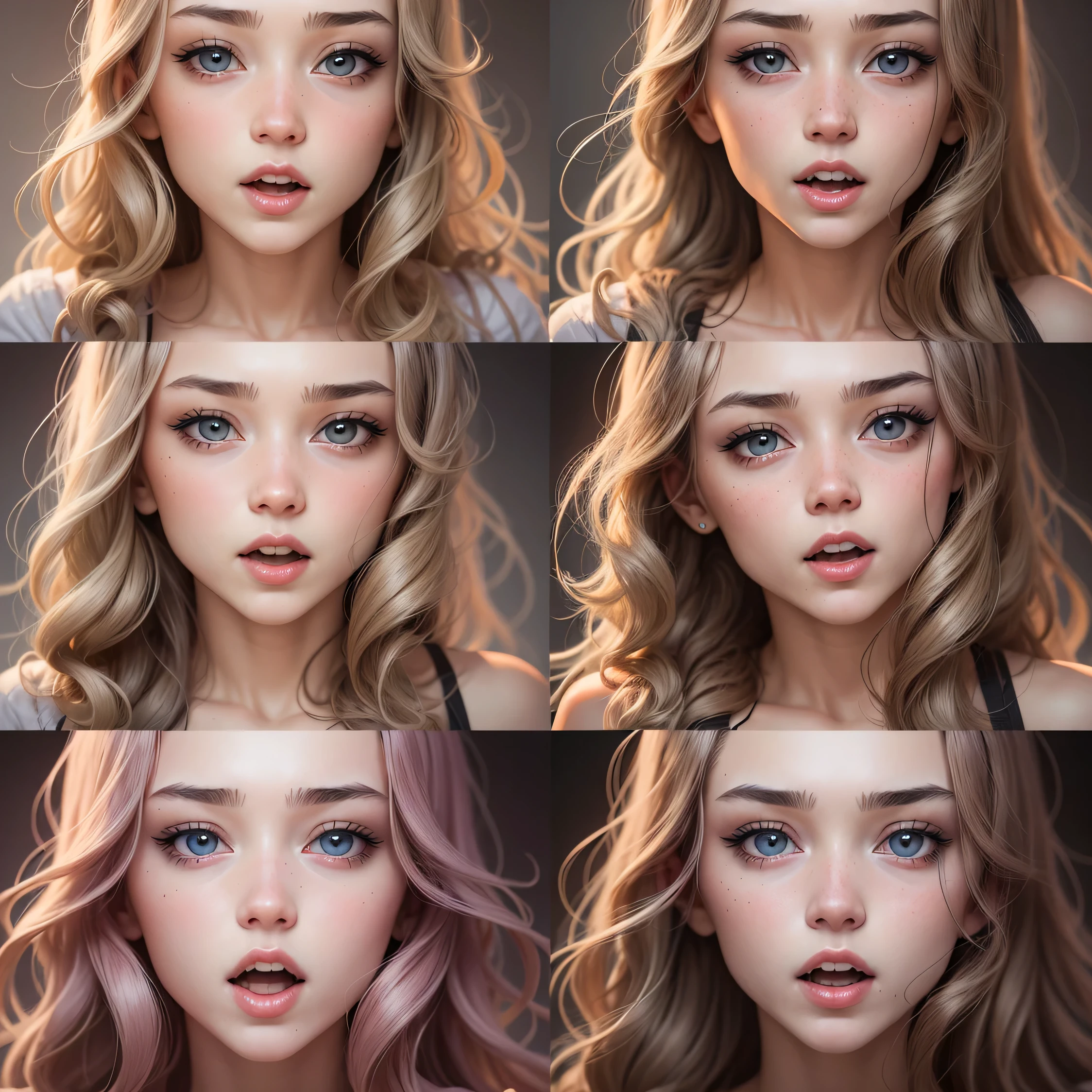 girl, facial expression, cute expression, different expression, open mouth facial expression, facial expressions, full of expressions, detailed facial expressions, detailed facial expression, realistic facial expression, full of expressions, she has a beautiful expressive face, infatuated facial expression, whole body --s