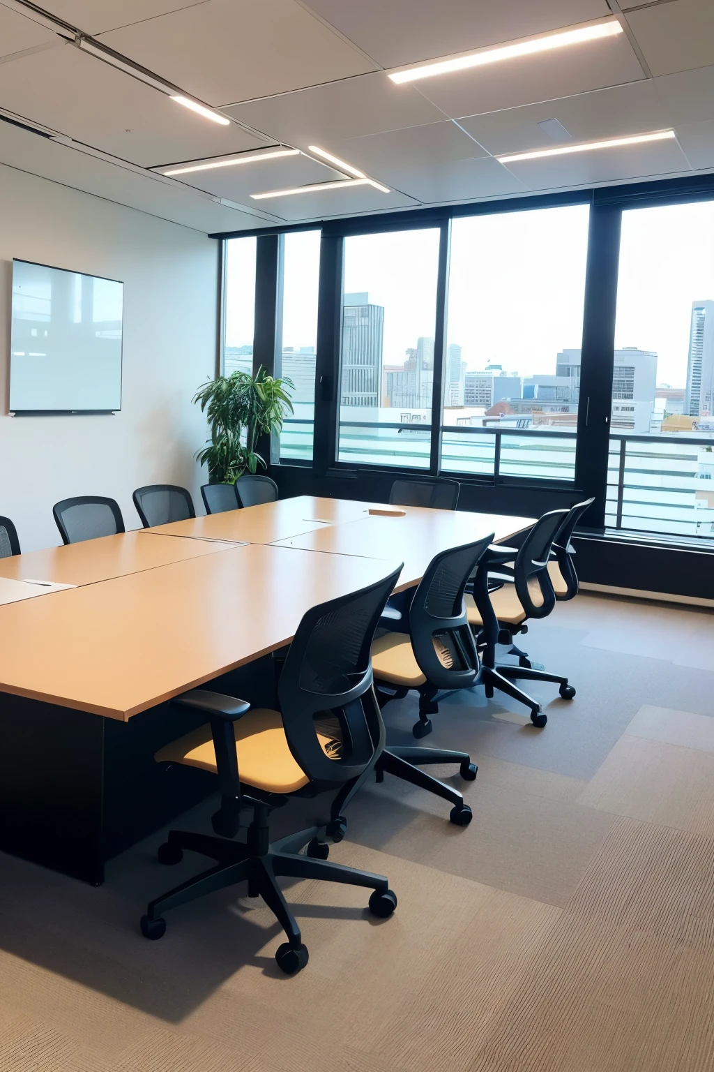 (Photographic image: 1.2), (Masterpiece: 1.0), Business scene, Design firm, Vision conveyance: 1.5, Modern office setting, Sleek furniture, Minimalist design elements, Creative team in action, Brainstorming session, Interactive whiteboard, Collaborative atmosphere, Natural light filtering through the windows, (Innovative: 1.5), (Forward-thinking: 1.5), (Inspiring: 1.5), Professional work environment, (Detaiented: 1.6), (High-tech gadgets: 1.5), (Cutting-edge: 1.5), Diverse