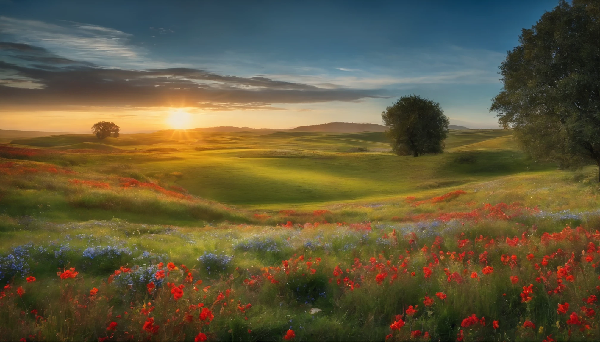 Somewhere in the middle of nowhere, , A vast endless grassland, Decorated with beautiful colorful flowers