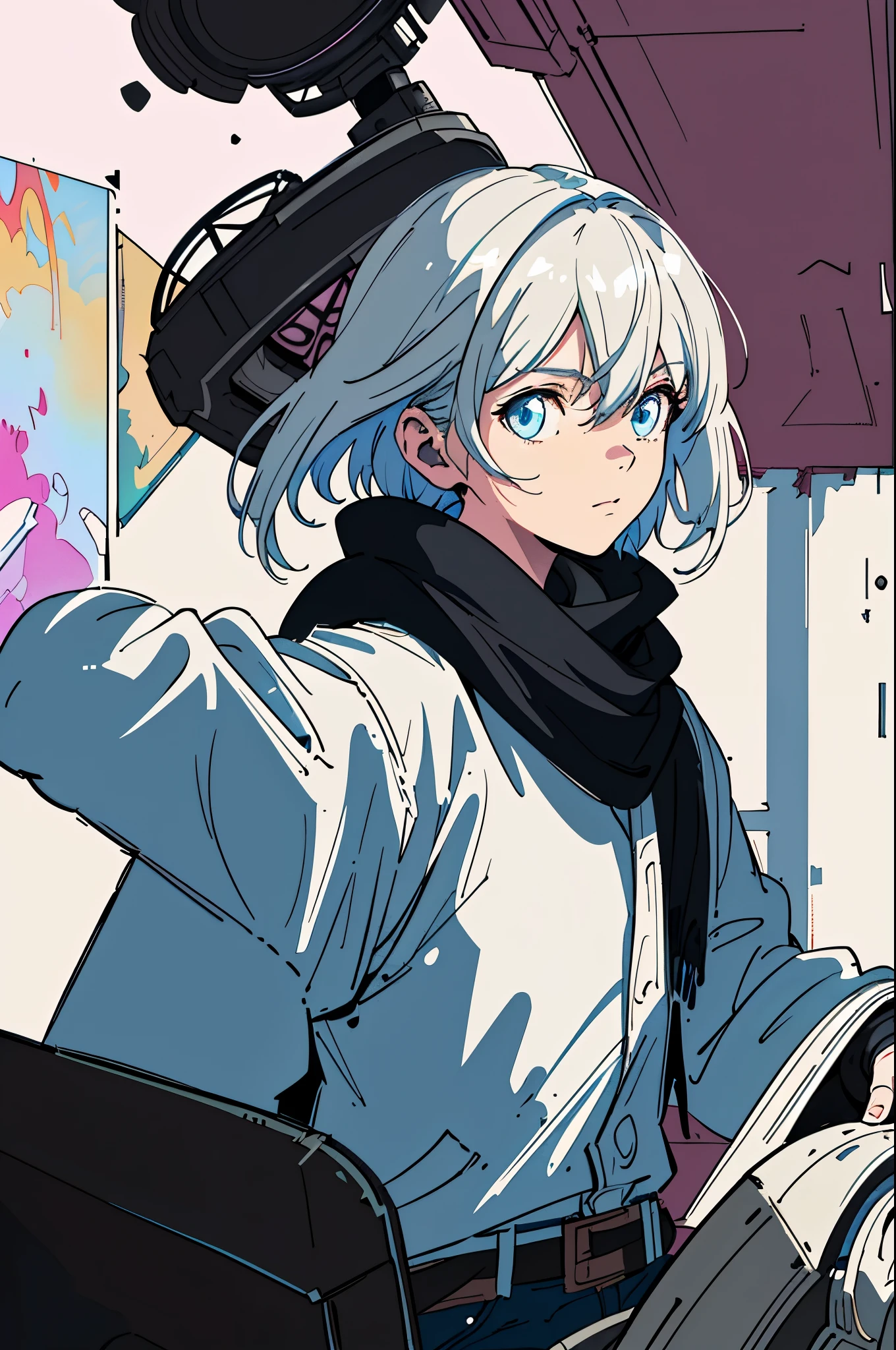 (dark shot:1.1), epic reality, halo portrait, sunglasses, blue eyes, tartan scarf, 《white hair》author:atey ghailan, by greg Rutkoski, author:Greg Tocchini, author:James Gillard, by Joe Fenton, by Kathy Butcher, Gradient yellow, Black, Brown and magenta color scheme, grunge aesthetic!!! Graffiti tag wall background, art by greg Rutkoski and artgerm, soft ish light, Adobe lighthouse, photo studio, high dynamic range, complex, Very detailed, (depth of field:1.4), faded, (neutral color:1.2), (high dynamic range:1.4), (pastel colors:1.2), Super detailed, (art station:1.4), ish, warm light, dramatic light, (complex details:1.1), complex background, (Rutkoski:0.66), (teal and orange:0.4)