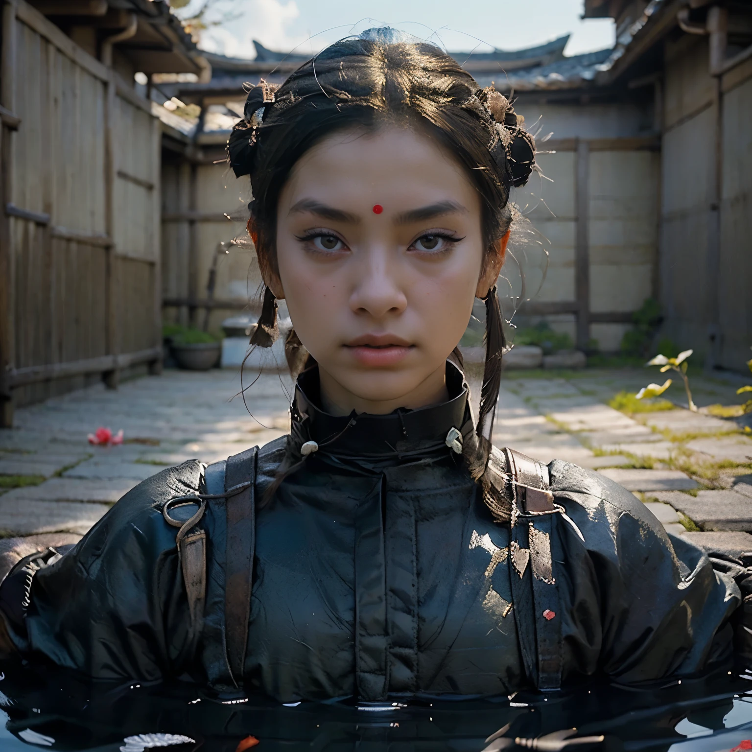 Samurai performed a sepuko ceremony in ancient Japan against the backdrop of a sober ancient Japanese castle, feudal period ((melhor qualidade)),((estilo anime)), ((obra de arte)), (detalhado),