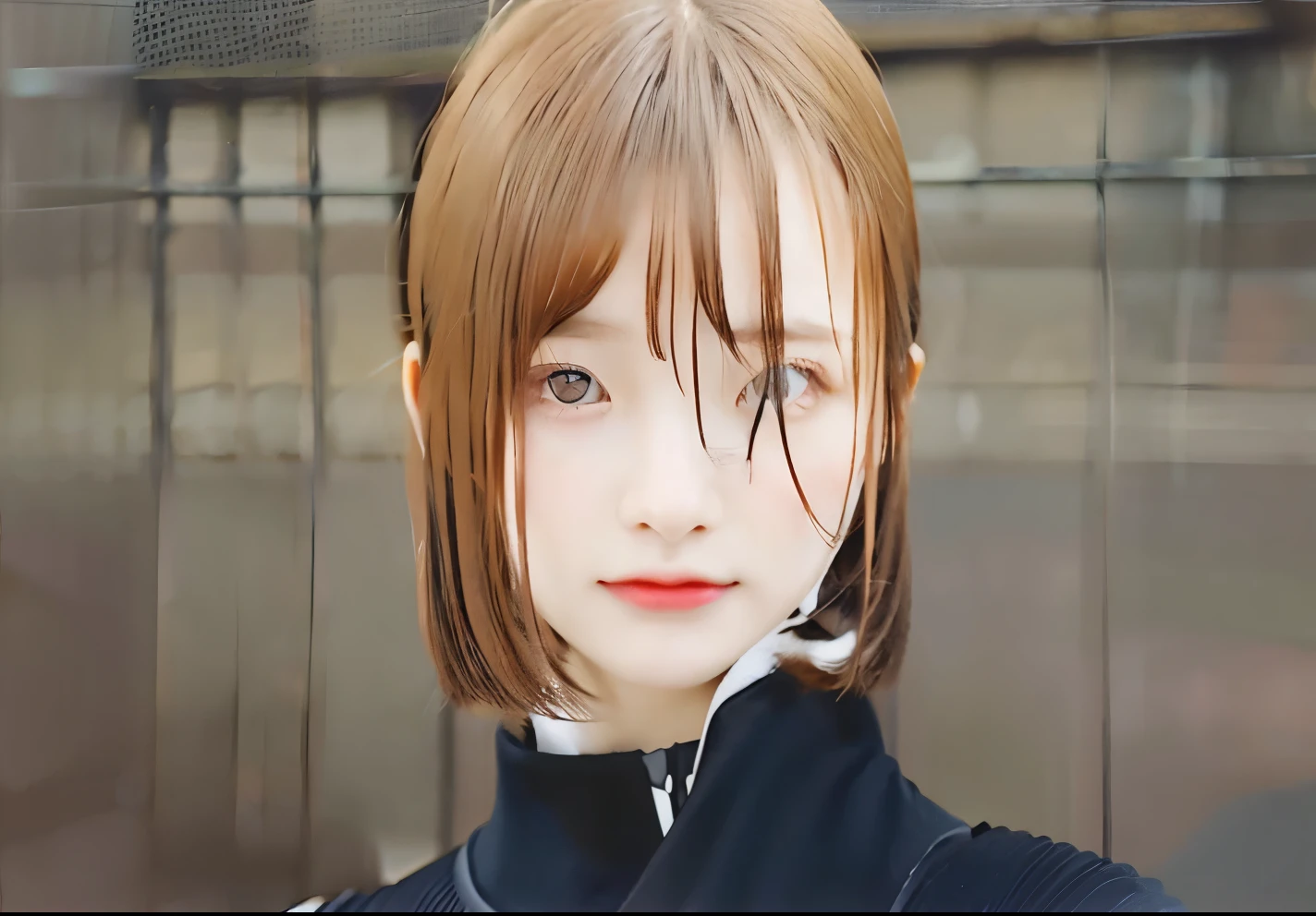 1girl, kugisaki nobara, black clothes, short hair, brown hair, realistic, ultra detail
