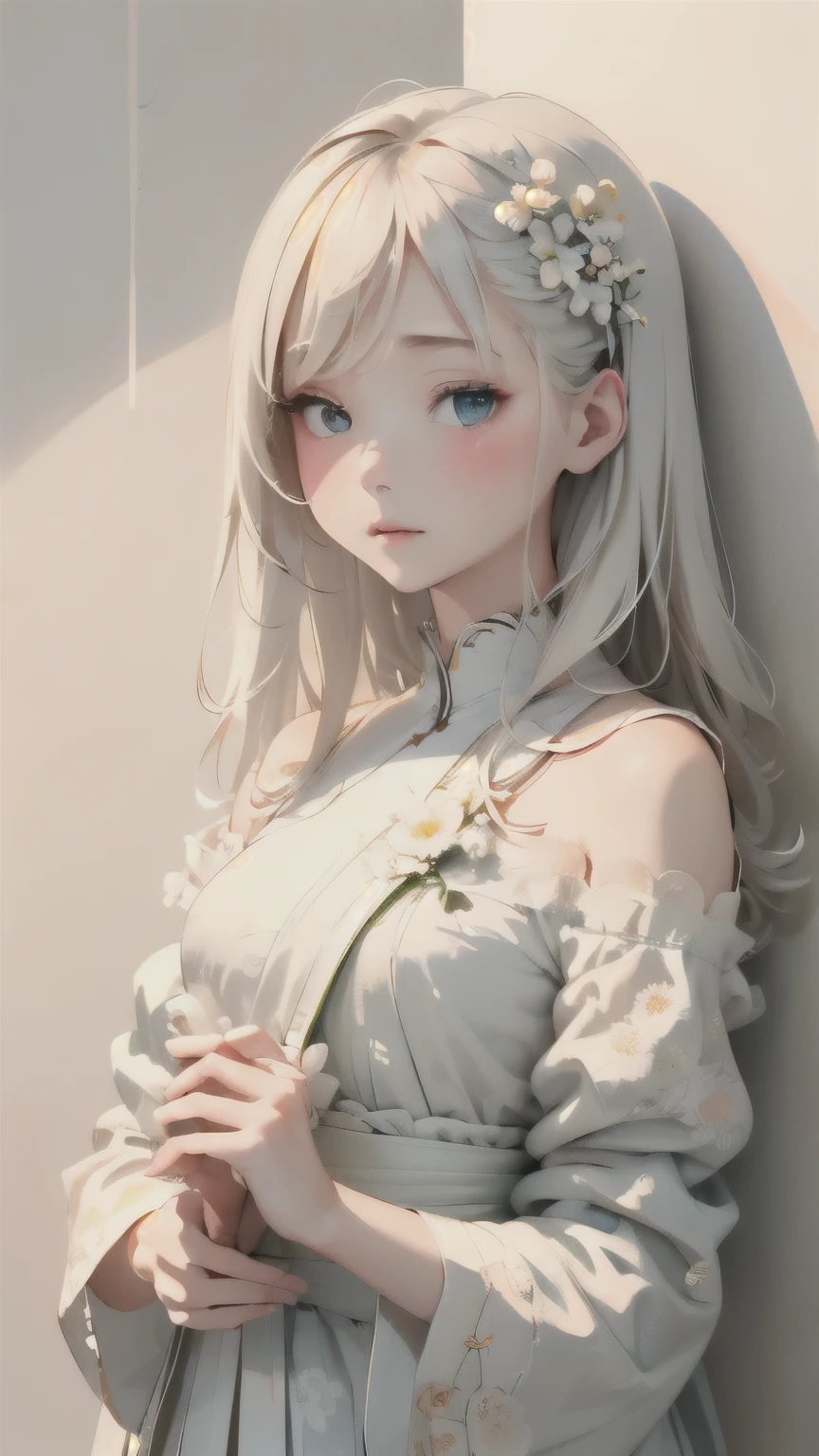 White roses bloom