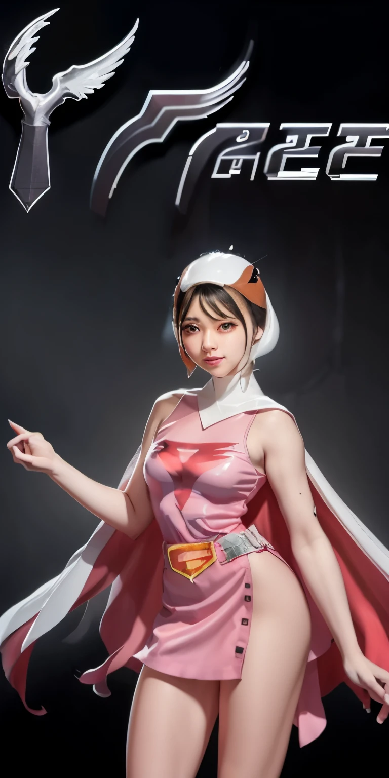 ((masterpiece)),((highest quality)),((High resolution)),((Highly detailed CG Unity 8k wallpaper)), Outdoor, Day, Upper Body, View Viewer, alone, Concentrated, break,
Year_Classic_Jun_Gatchaman_My Waifu, Jun the swan,
One girl, chest, lips, medium chest, large chest, Green Eyes, lipstick, compensate, eyelash, eye shadow,
visor, Helmet, Cape, Elbow hand pockets, Knee socks, belt, White gloves, zettai ryouiki, mask, skirt, White legwear, Superhero, leotard, Spacesuit, Pink Dress, white Cape, pink leotard, pink skirt, Short dress,
