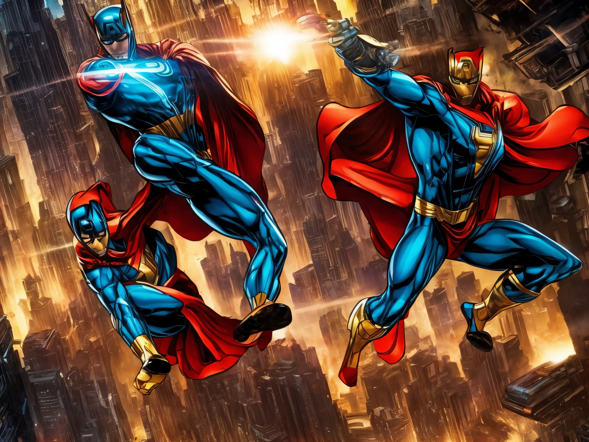 graffiti comics, Marvel comic, girl flying over the city, vibrant colors, dynamic lighting, detailed urban landscape, realistic graffiti textures, energetic movement, superhero theme, action-packed storyline, comic book style, intense perspective, high-quality artwork, street art vibes, bold brushstrokes, intricate character designs, iconic superhero poses, urban skyline, bustling metropolis, expressive facial expressions, vivid costume details, immersive visual effects