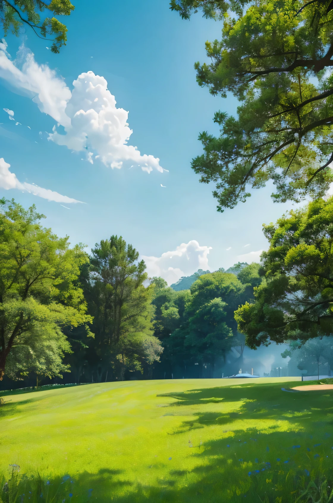 Tomb Sweeping Day Poster，Blue sky and green grass，Suitable for outing