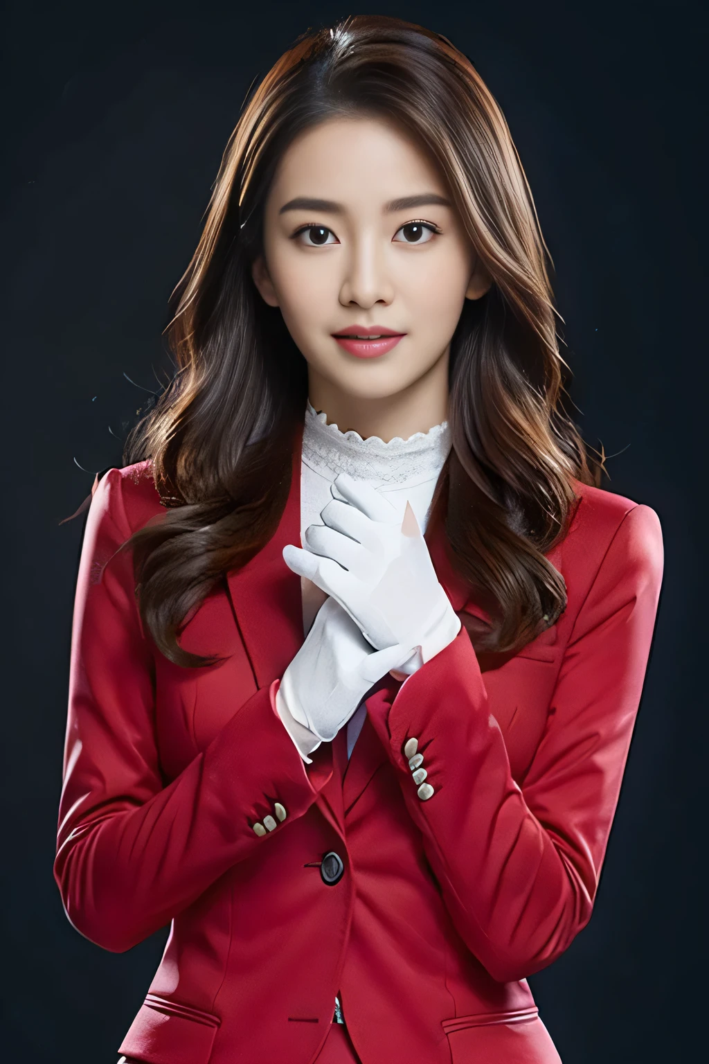 best image quality、超A high resolution、1 girl、beautiful face、Wearing a tight suit with long sleeves、long gloves
