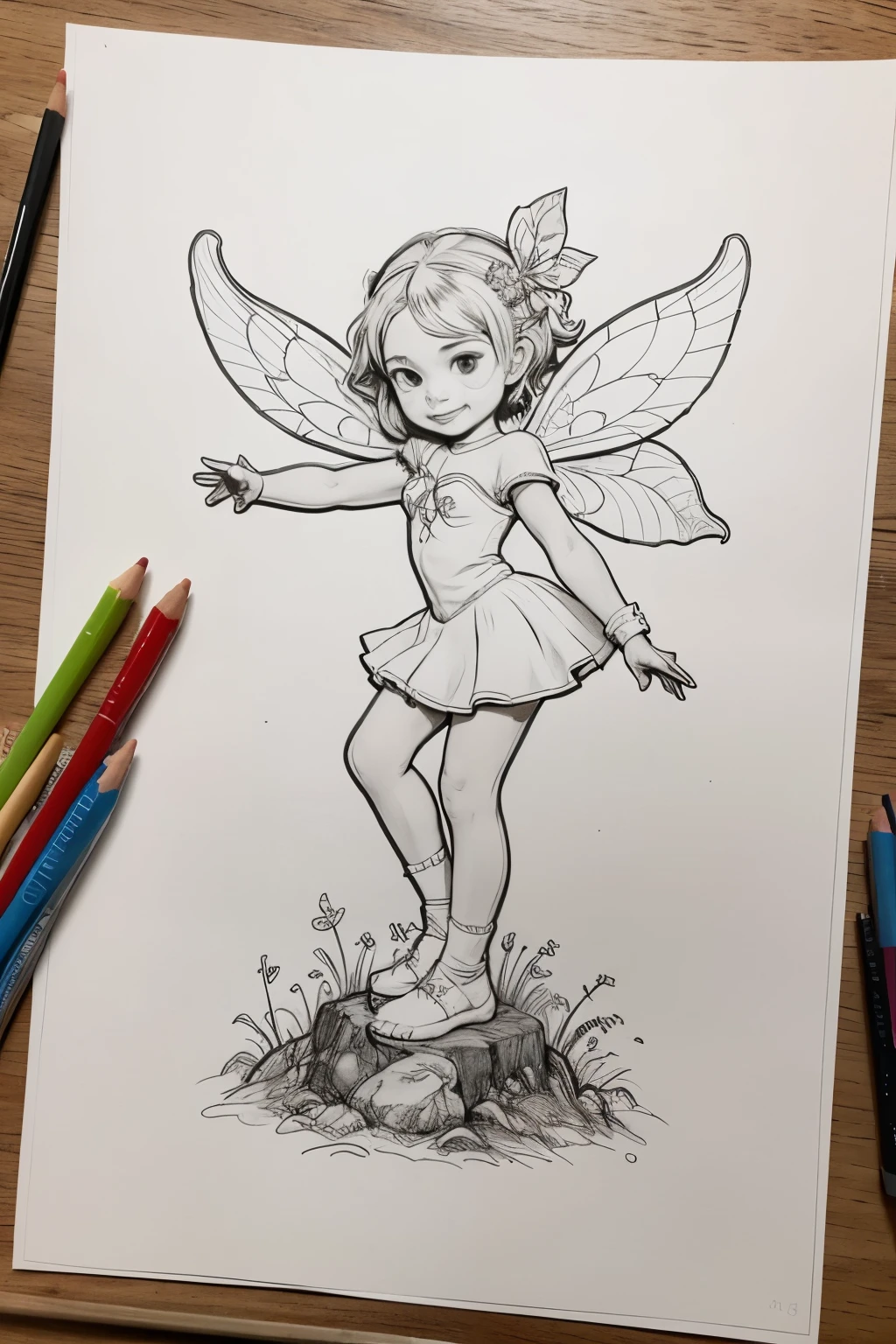 ((melhor qualidade)), ((obra de arte)), (detalhado), "Create a delightful and enchanting collection of black and white illustrations suitable for a children's coloring ebook. Include a variety of whimsical themes that resonate with young audiences, such as playful animals, magical creatures, fairy-tale landscapes, and charming characters. Ensure that the drawings are simple enough for young children to color yet engaging for older kids as well. Incorporate elements that encourage creativity, like blank spaces for additional details or prompts for imaginative additions. Aim for a balance between fun and educational, introducing concepts like counting, shapes, or basic nature elements. Provide diverse scenes to cater to a wide range of interests and preferences among children. The goal is to create an engaging and interactive coloring experience that sparks creativity and joy for young artists."