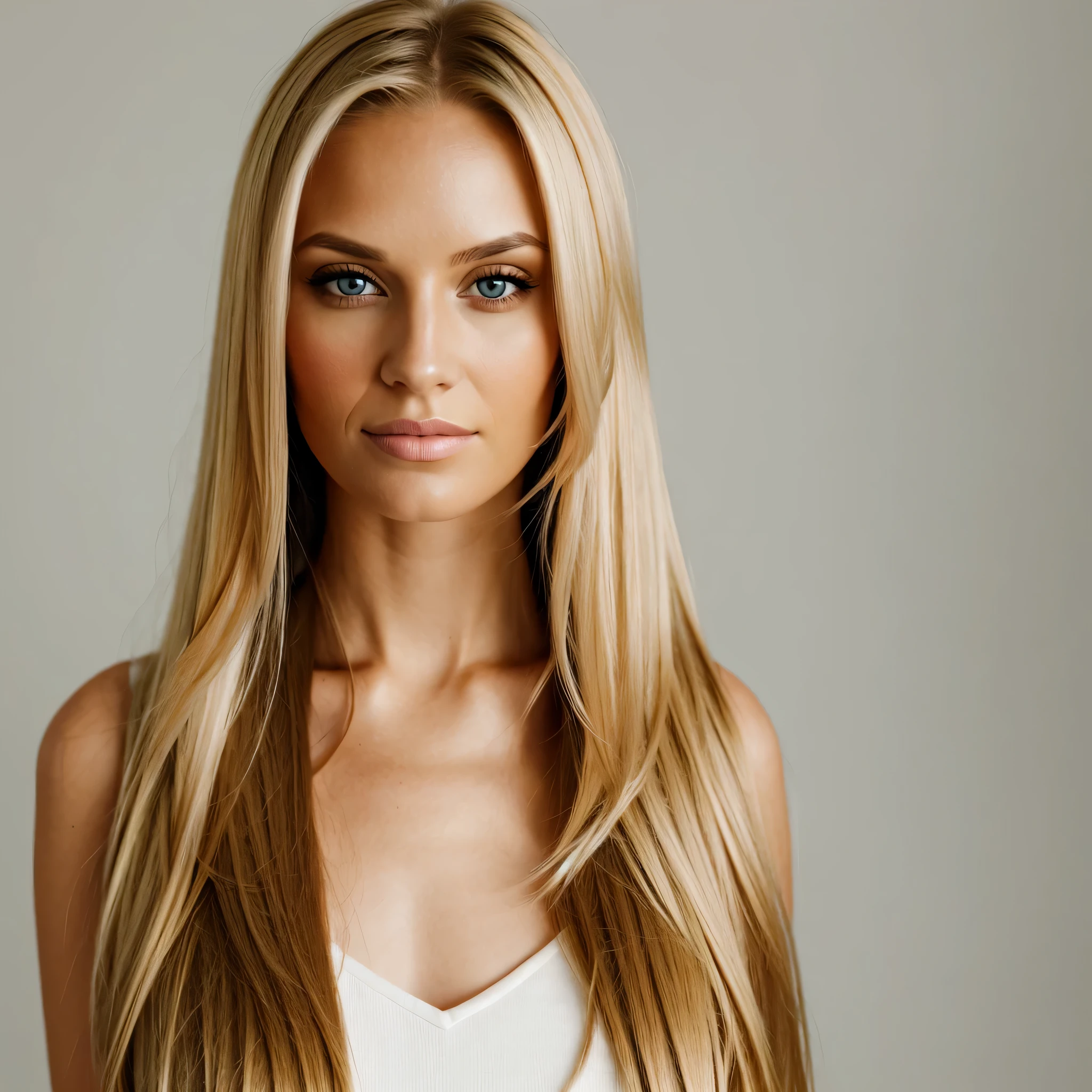 Amanda Lee, 20 years old, (eyes 1.2), (small nose), (lips 1.4), blonde hair, long hair, slim waist. Blue eyes, tanned skin, foreground., nude