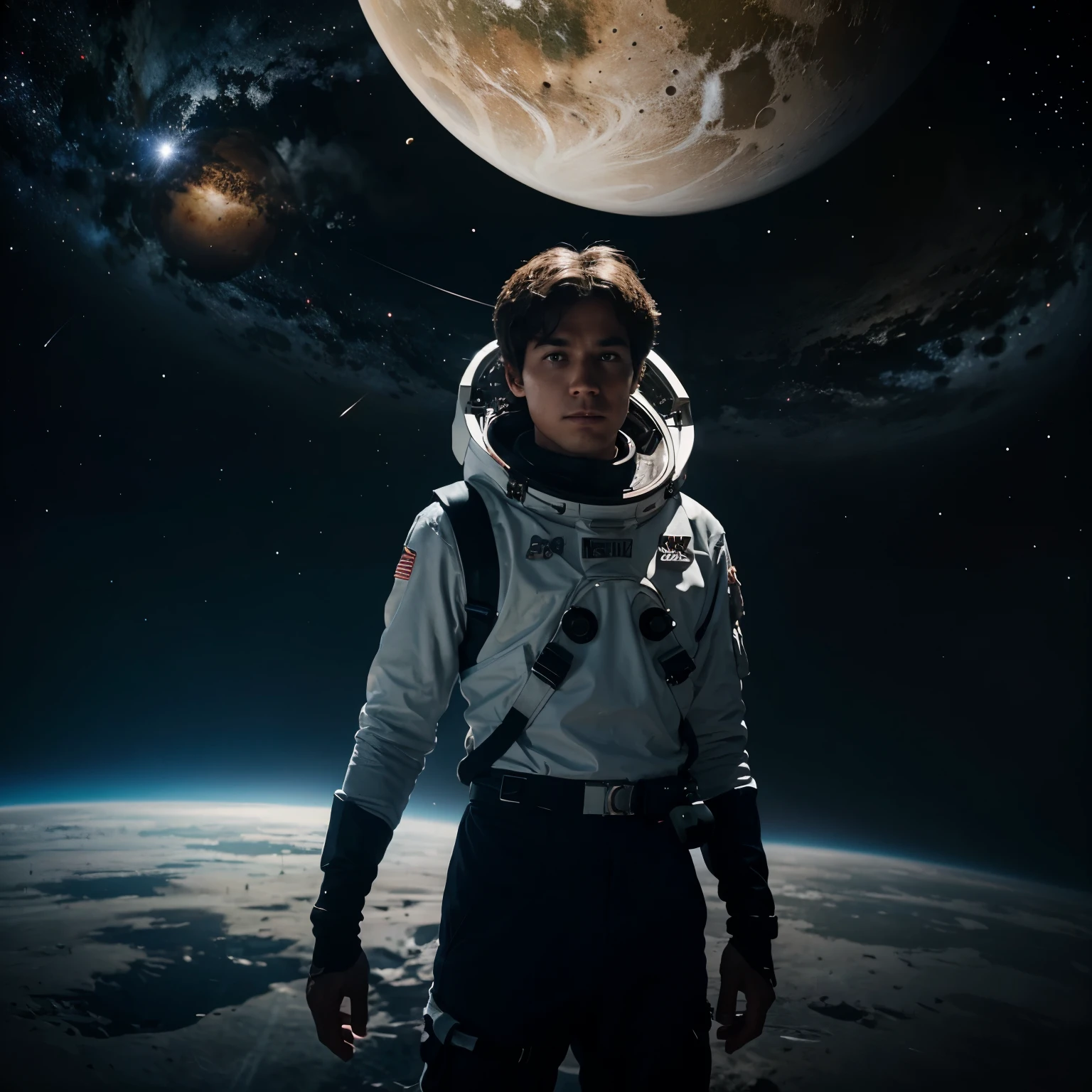 Create an intergalactic astronaut who has just discovered a new solar system. On a solo mission, you explore a mysterious planet and come across something unexpected. Describe this experience and how you deal with the unknown.
