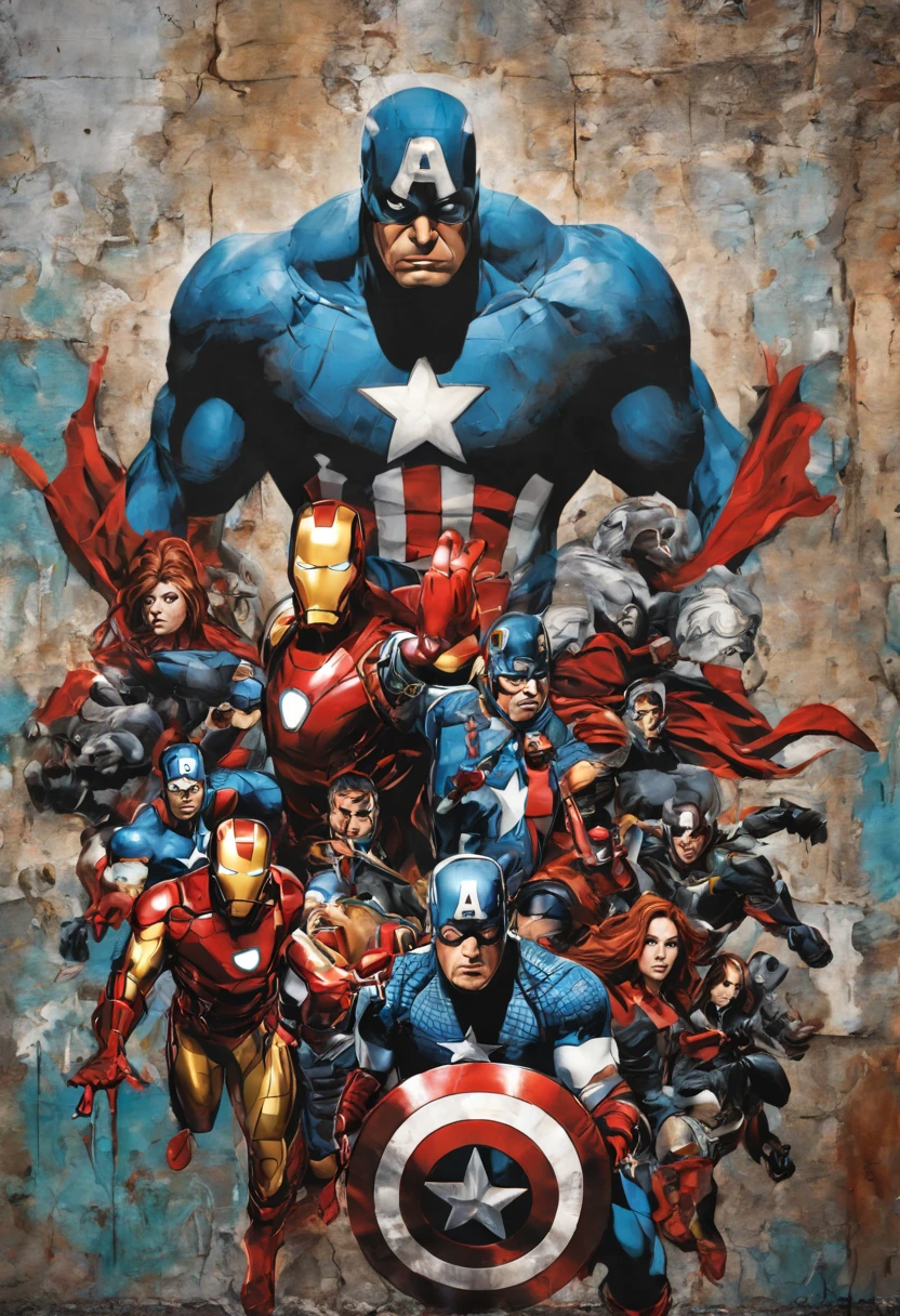 ((grafitti on the wall)), comic marvel avengers, detailed, cinematic