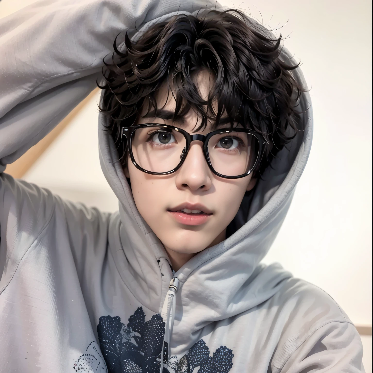 there is a young man wearing glasses and a hoodie, finn wolfhard, male ulzzang, jinyoung shin, cai xukun, headshot profile picture, sakimichan, jung jaehyun, xqc, with glasses, profile pic, taejune kim, bladee from drain gang, yanjun chengt, 1 7 - year - old boy thin face