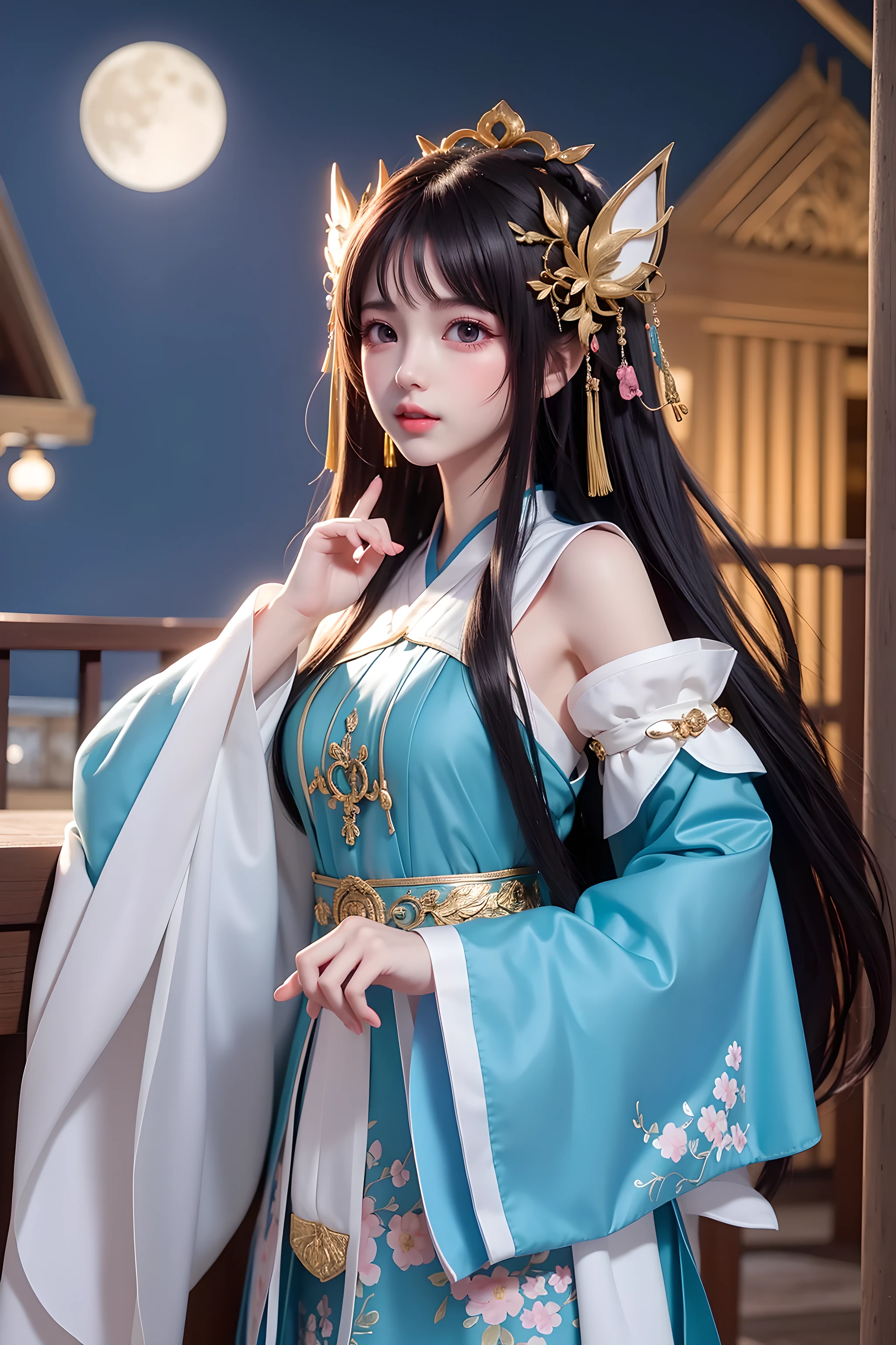 (8k, original photo:1.2), best quality, ultra High resolution,dramatic angle,(Fluttering detail color splash), (illustration),(((1 girl))),(long hair),(rain:0.9), (hat:1.4),There is an ancient palace next to the girl,Hanfu,(focus),color ink painting,(Splash color),Splash color,(((colorful))),(sketch:0.8) , masterpiece, best quality, beautiful painting, High detailed,(Denoise:0.6),[splash ink],((Ink refraction)), (beautiful detailed sky),moon,High,detailed,(masterpiece, best quality, Very detailed） CG unity 8k壁纸，masterpiece，best quality，Super detailed），（lycoris），