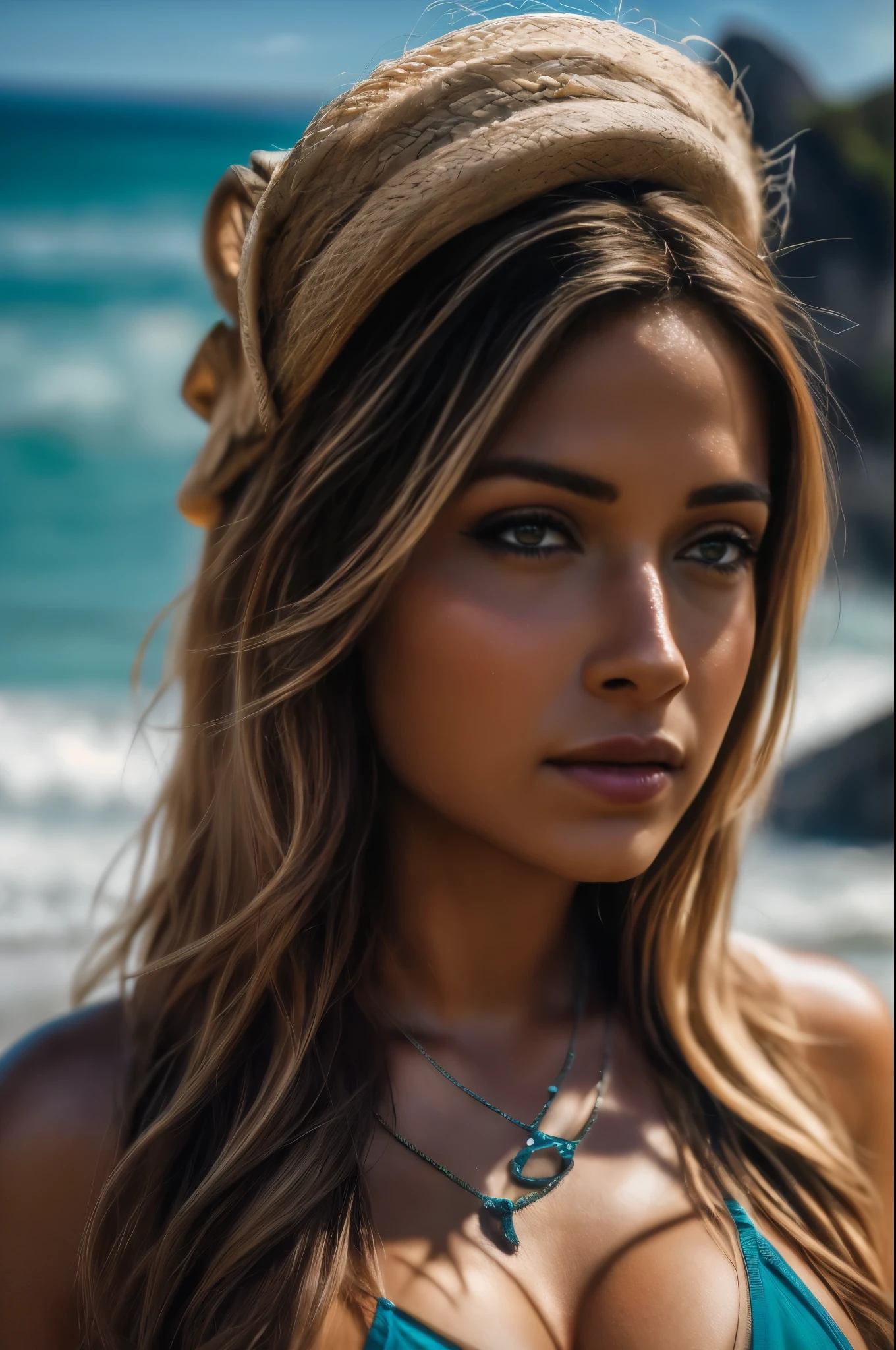 (obra de arte, melhor qualidade), 1 garota, 22 anos de idade, praia, olhando para os espectadores, Cinema sincero RAW, 16mm, filme portra 400 colorido graduado, remarkable color, ultra realistic, Pele Texturizada, notable and detailed students, realistic dull skin noise, visible skin detail, penugem da pele, pele seca, Filmed with a cinema camera, Foto CRU, assunto, 8K uhd, dslr, soft lighting, alta qualidade, film grain, Fujifilm XT3, cinematic color grading, detalhes intrincados, baixo dof, film grain, filme ainda, filme ainda, textura detalhada da pele, (corar:0.5), (arrepio:0.5), Subsurface Dispersion, Efeitos de brilho, Deus, hand drawn, renderizar, 8K, octane rendering, cinema 4d, liquidificador, escuro, 4k ultra detailed atmospheric, cinematic, sharp focus, grande profundidade de campo, obra de arte, cores, 3d octane rendering, 4k, arte conceitual, trends on Artstation, hiperrealista, Vivid cores, extremely detailed CG unity 8K wallpaper, trends at CGSociety, intricado, Alto detalhe, Dramatic