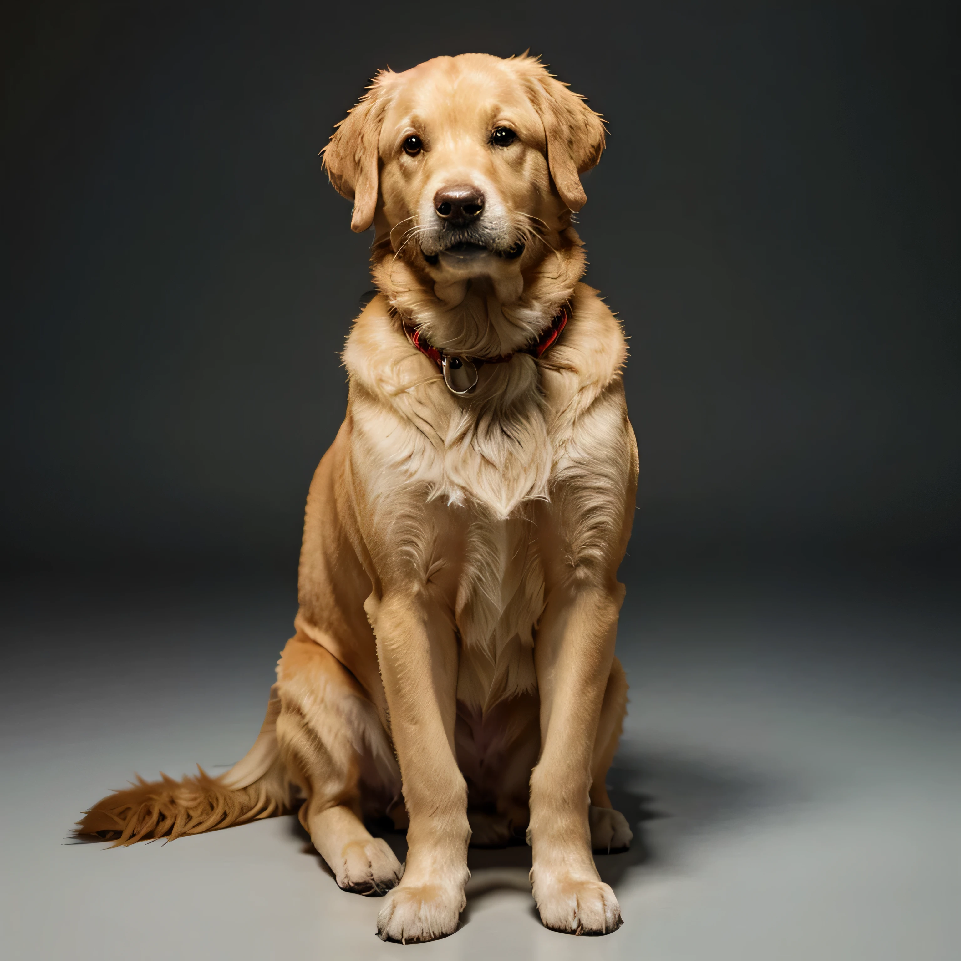 golden retriever dog, full body photo, smile, healthy, beautiful fur, high resolution photos, studio lighting, cut background.