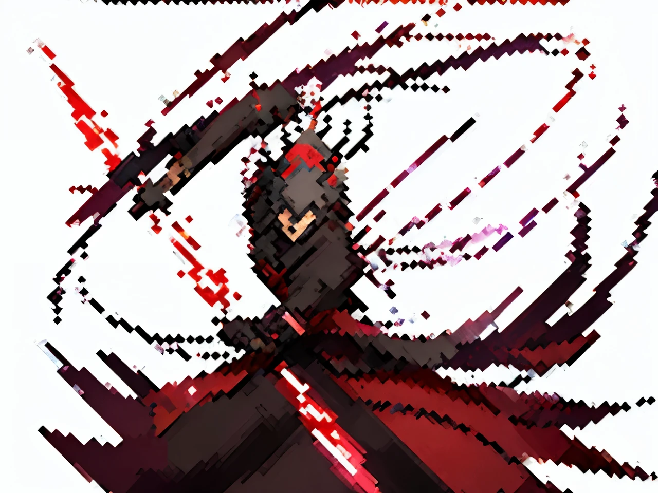 a psycho demon samurai mage with transparent background 