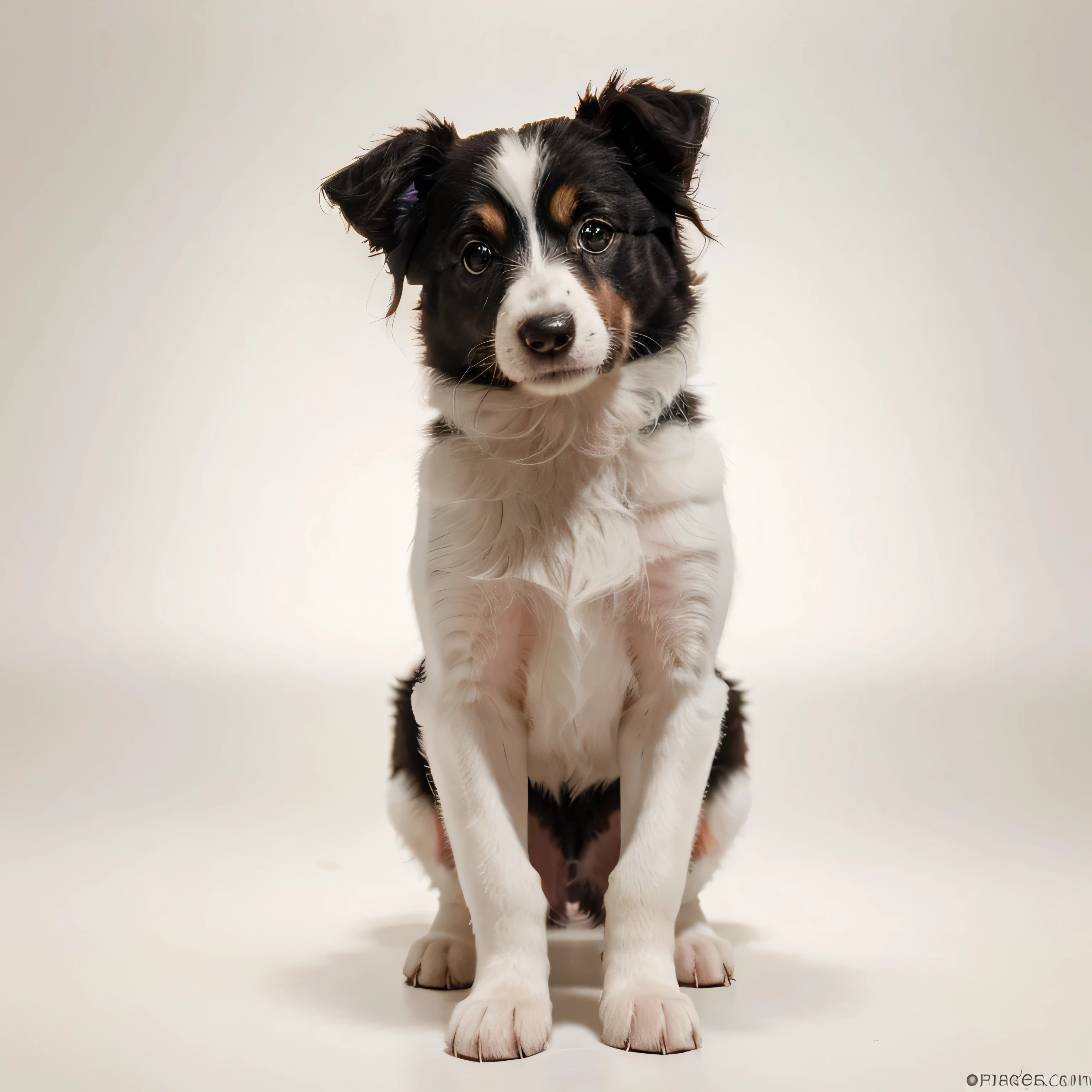 Border collie puppy, full photo, smile, healthy, beautiful fur, High resolution photos, white background