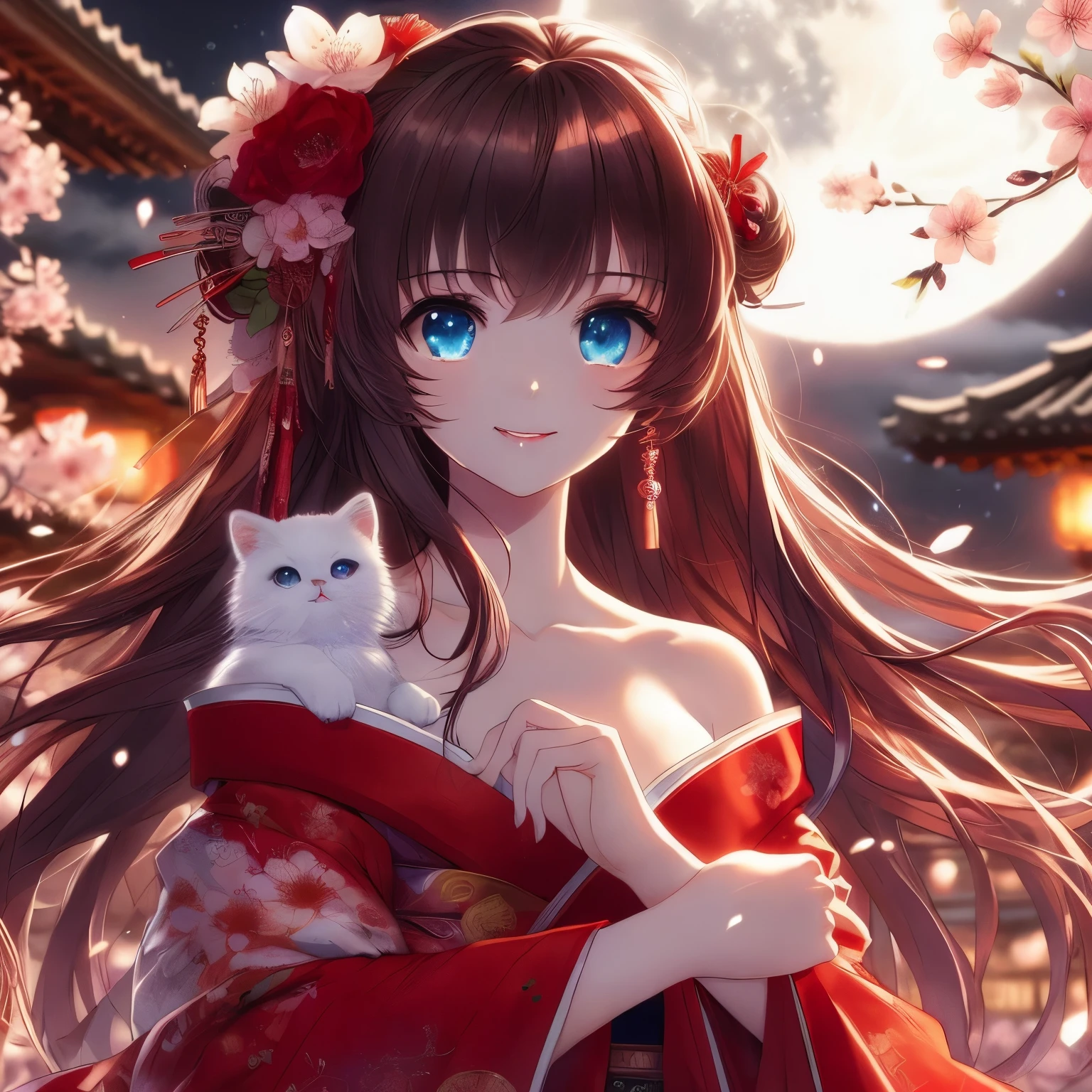 Blue-eyed anime girl holding a white cat in her arms, anime style 4 k, Beautiful anime catgirl, very Beautiful anime cat girl, Anime Art Wallpaper 4k, anime art wallpaper 4k, anime style. 8k, Beautiful anime girl, anime art wallpaper 8k, Beautiful anime, Beautiful anime woman, Beautiful anime portrait, anime wallpaper 4k