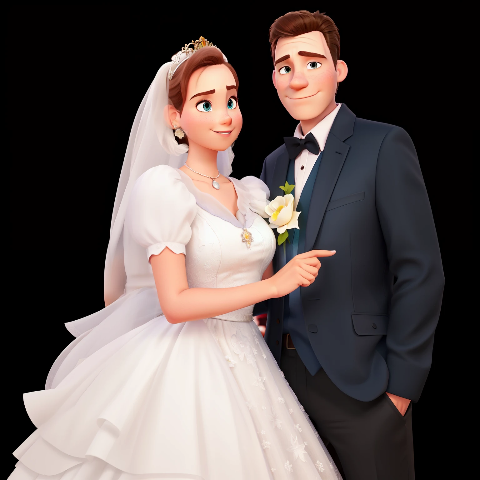 couple (white man and woman) Not Disney Pixar style, high quality, better quality.