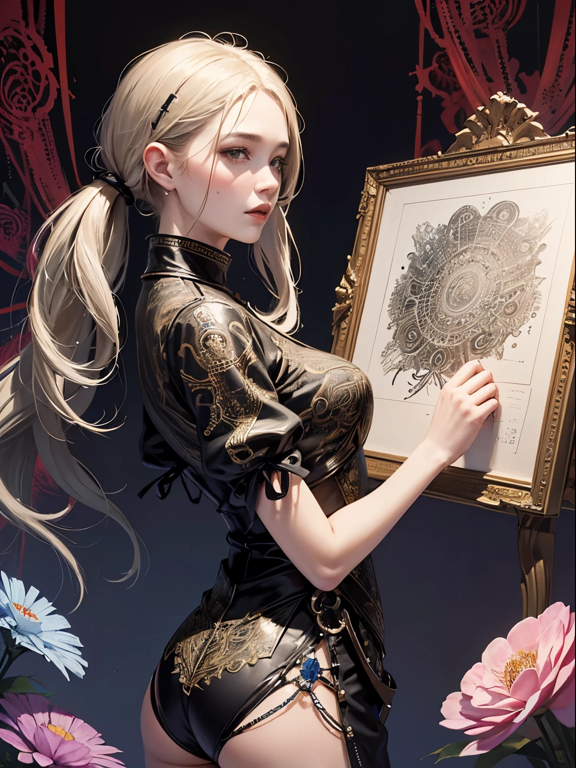 official art, unity 8k wallpaper, super detailed, beautiful and aesthetic, masterpiece, highest quality, (zentangle, mandala, tangle, entangle), (fractal art:1.3) , 1 girl, very detailed, dynamic angle, cowboy shot, the most beautiful form of chaos, elegant, brutal designer, Bright colors, romanticism, Written by James Jean, robbie dowi antono, Los Tran, francis bacon, Michael Mraz, Adrian&#39;s genius, Petra Cortright, Gerhard Richter, takato yamamoto, ashley wood, in the atmosphere, ecstasy of notes, Streaming notes are displayed