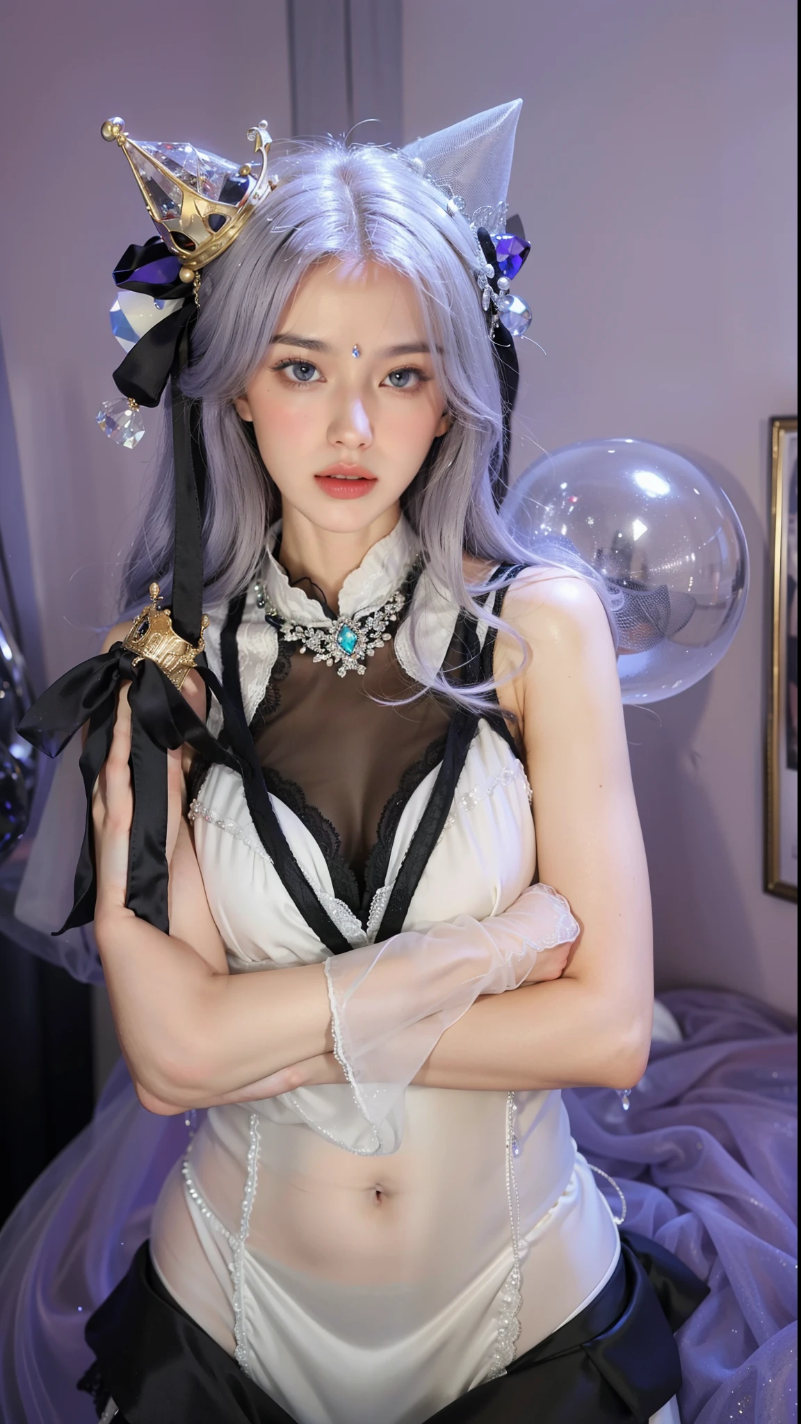 Royal princess,Super detailed, Delicate face, Stock Photography , Portrait 400, F1 Camera Lens.6, Colorful, Surrealism, Realistic textures, Dramatic Lighting, Thin Film Distiller 800 (8K, original photo, Better quality, masterpiece: 1.2), Super detailed, (Extremely delicate skin: 1.2), 8K 超高清, SLR camera, Soft Light, high quality.Fire Queen,Blue pupils,Apply red lipstick,Have a tattoo,The tattoo is very three-dimensional,Gorgeous and intricate tattoo designs,8K Mugshot,Large Breasts,Dark eyeshadow,Sexy thick lips(Red lipstick),Ice Princess,The facial features are very three-dimensional,Gorgeous and exquisite crystal diamond lace wedding dress,
