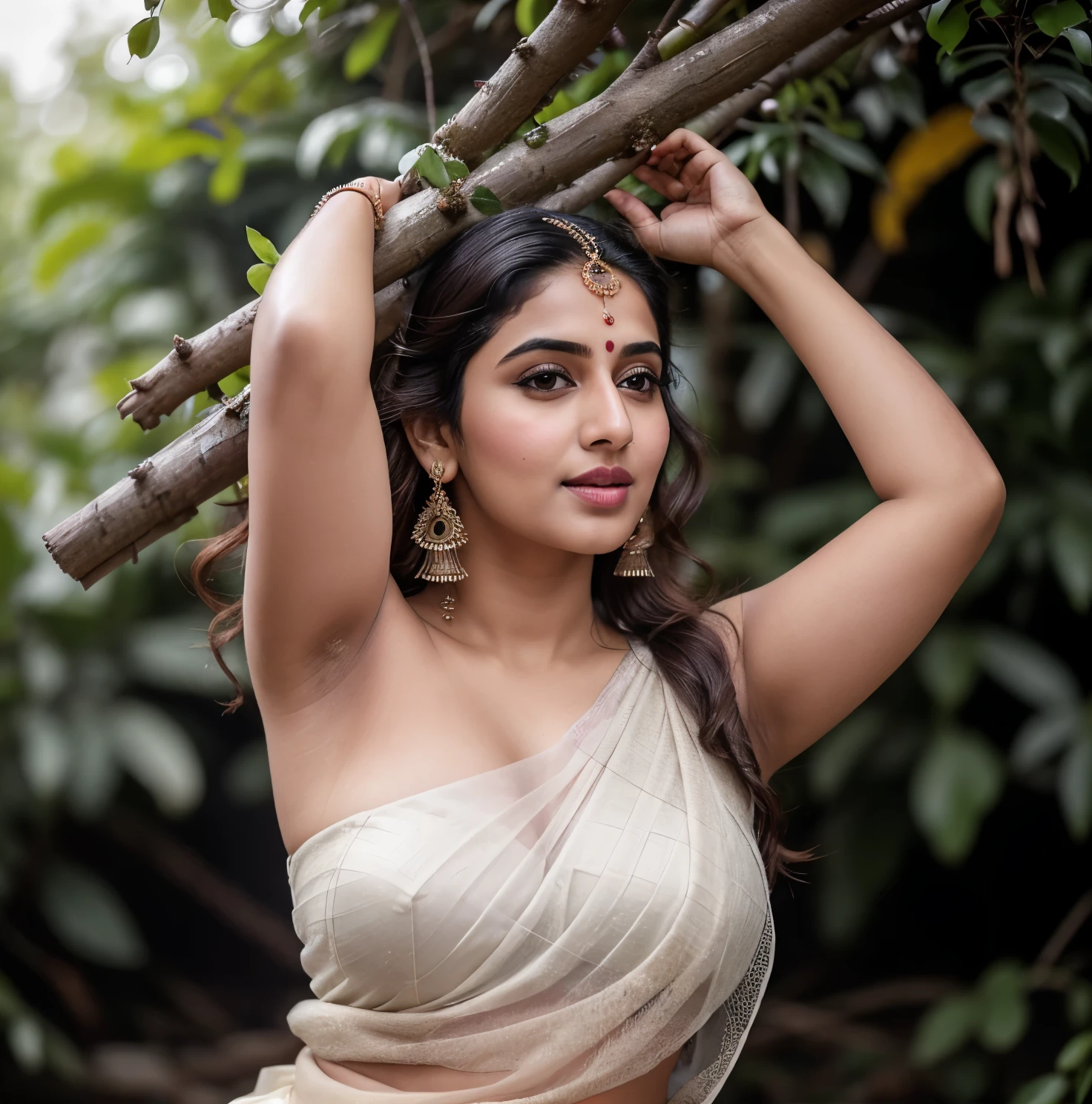 Foto RAW, anusha bhatia in a white sari posing for a picture, traditional beauty, beautiful goddess, thick beauty, indian goddess, very seductive pose, photo of a beautiful woman, young goddess, a stunning portrait of a goddess, a beautiful woman in white, portrait of a beautiful goddess, stunning elegant pose, a beautiful young woman, cute elegant pose, beautiful pose, very beautiful photo, indian actress, beautiful hairy armpits, detailed armpits , model photoshoot, professional photography, professional photoshoot, outdoor shoot, professional photo editing, 8k, 32k, dslr, 