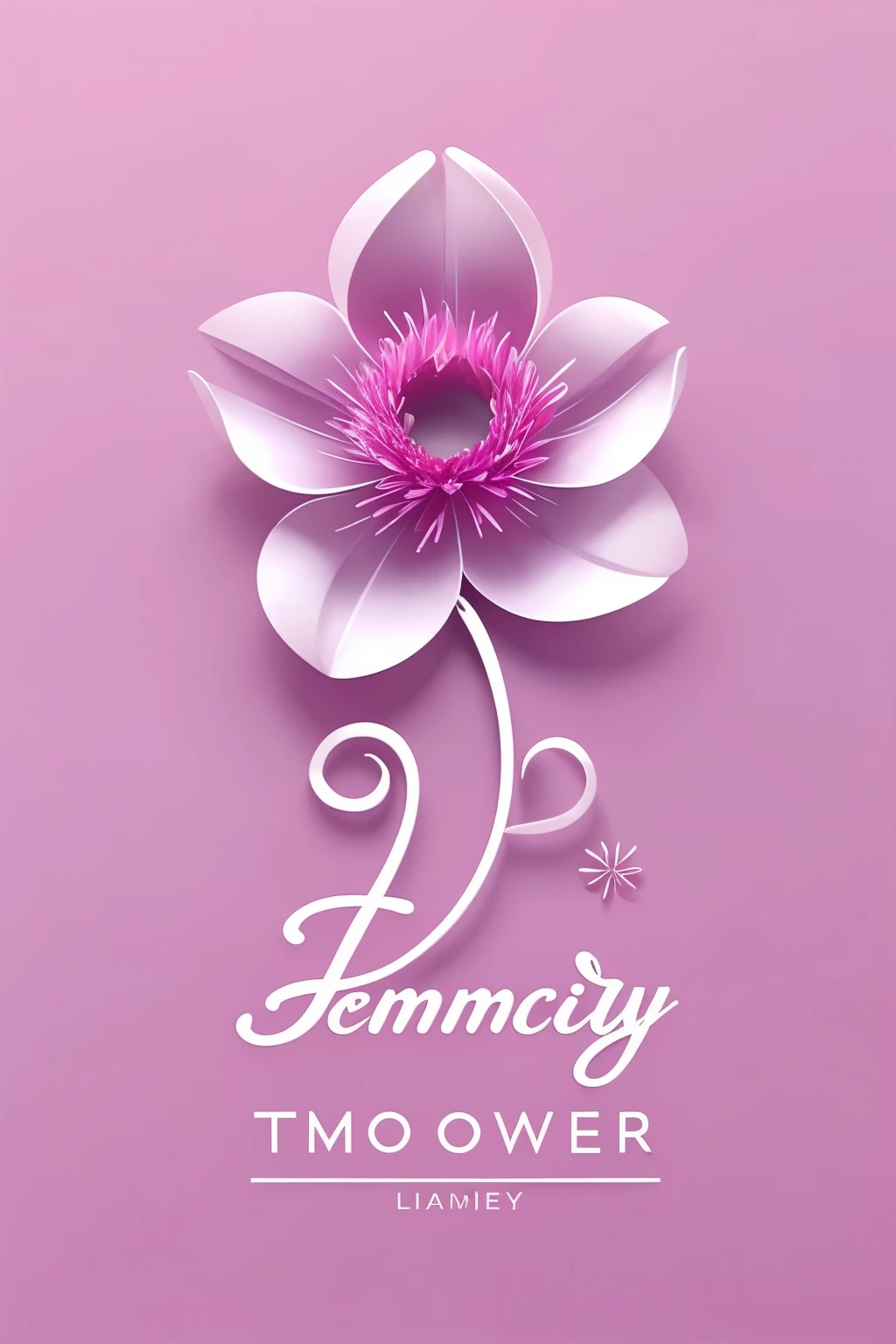 elp me design a flower shop logo concept:
A flower shape, Representing the business nature of the flower shop;
Abstract petals, Conveying elegance and sophistication;
Smooth lines, Bringing modernity and dynamism.
Design elements:
Shape: A abstract flower shape, Composed of two asymmetrical petals.
Color: Light pink or purple, Representing femininity and romance.
Font: A modern and elegant sans serif font, like Helvetica or Futura.
Layout: The abstract flower shape as the main element of the logo, Centered. The shop name placed below in a smaller font size.
You can add a simple slogan or tag
