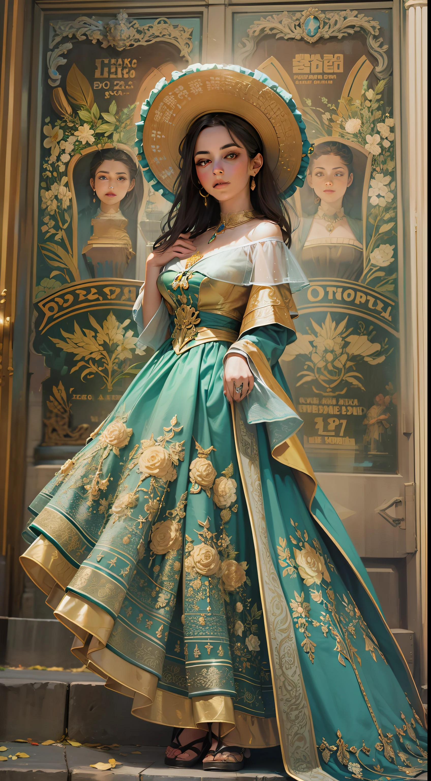 Beautiful woman in intricate Classic Vintage Spanish Outfit