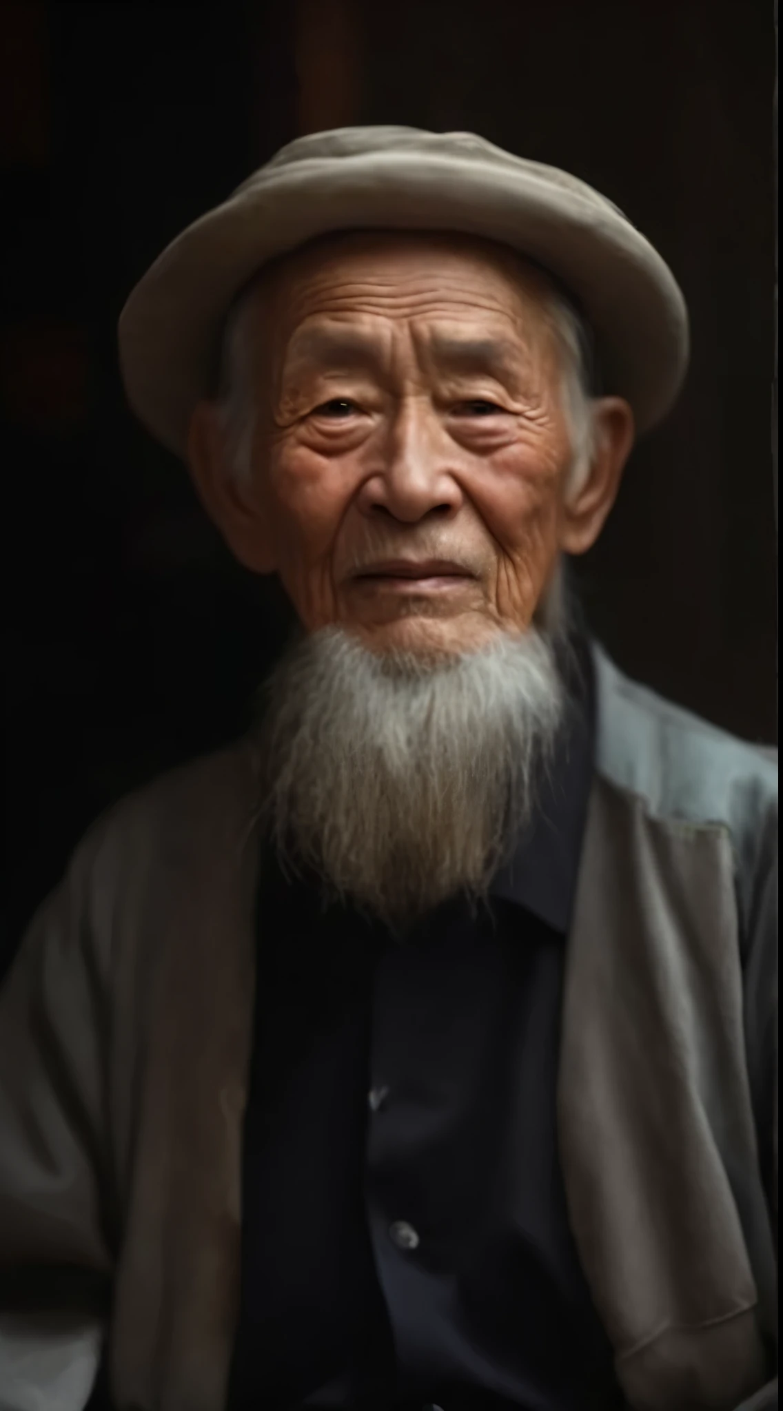 with a beard、Alafield man wearing hat sitting in doorway, An elder, elder portrait, Wise elder, elder, portrait photo of an elder, a elder, author:Zhang Xuan, Chinese artist, author:Cheng Zhengkui, Portrait of an elder, author:Liang Kai, author:Li Gonglin